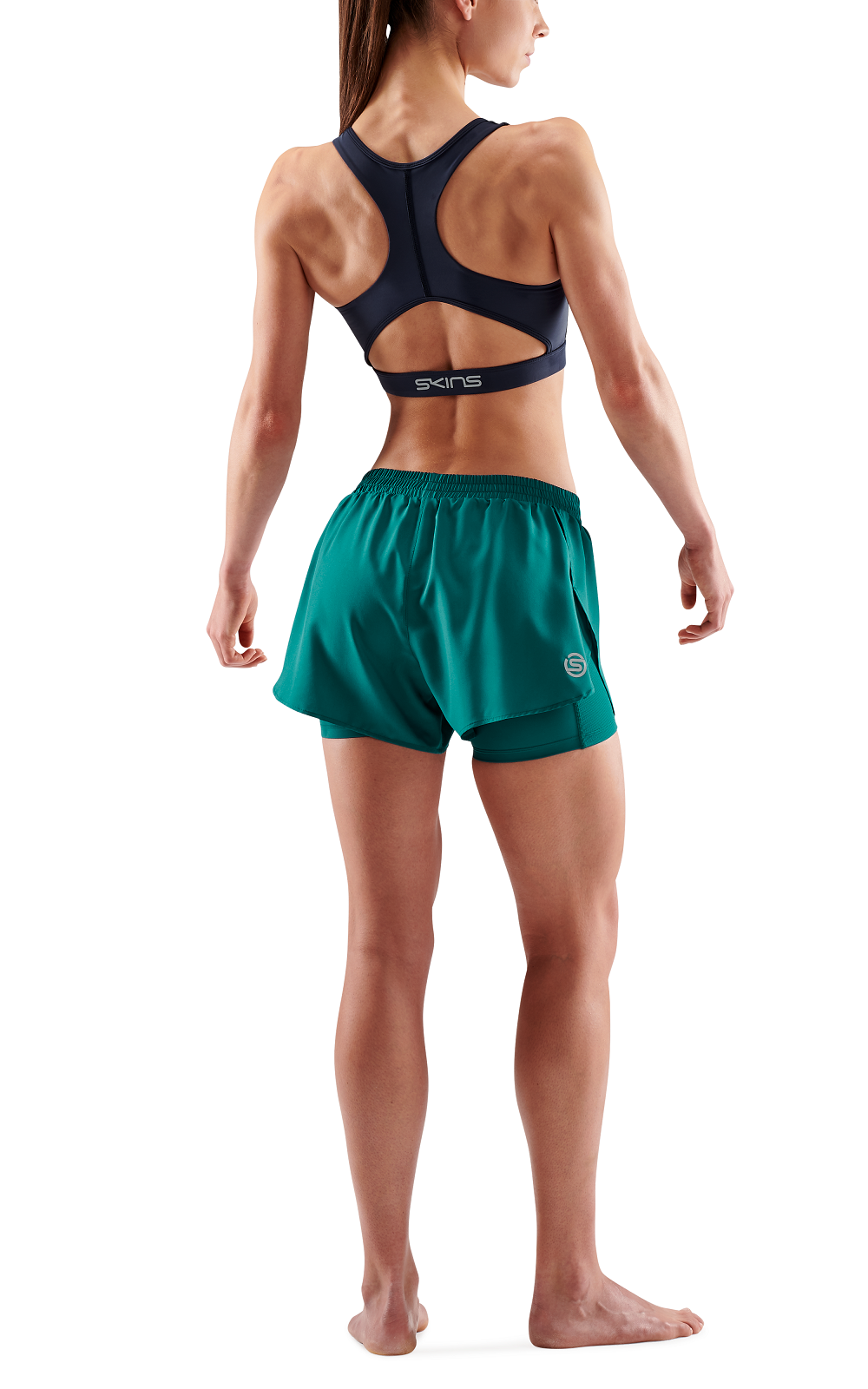 SKINS WOMEN'S COMPRESSION SUPERPOSE HALF TIGHTS 3-SERIES - LT TEAL