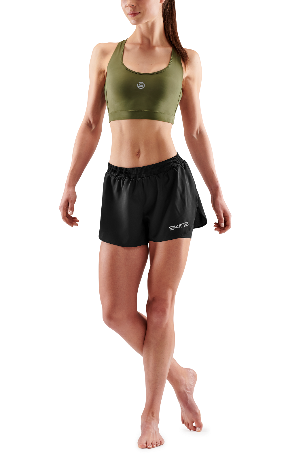 SKINS WOMEN'S COMPRESSION SUPERPOSE HALF TIGHTS 3-SERIES - BLACK