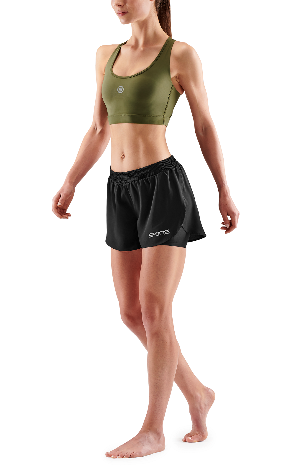 SKINS WOMEN'S COMPRESSION SUPERPOSE HALF TIGHTS 3-SERIES - BLACK