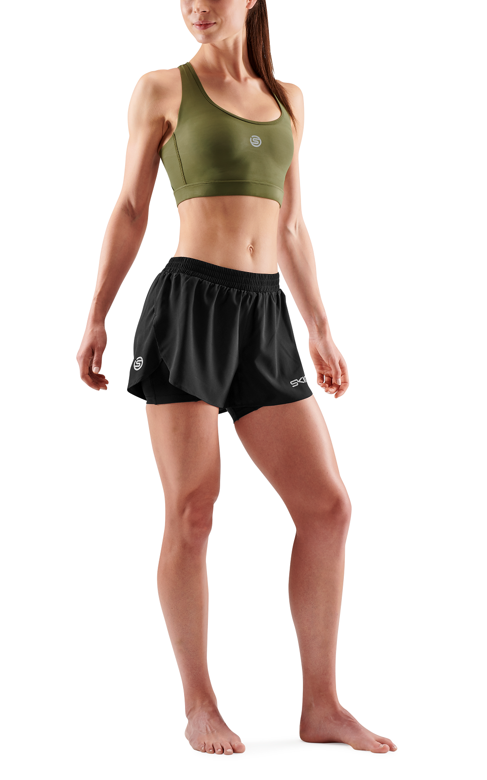 SKINS WOMEN'S COMPRESSION SUPERPOSE HALF TIGHTS 3-SERIES - BLACK
