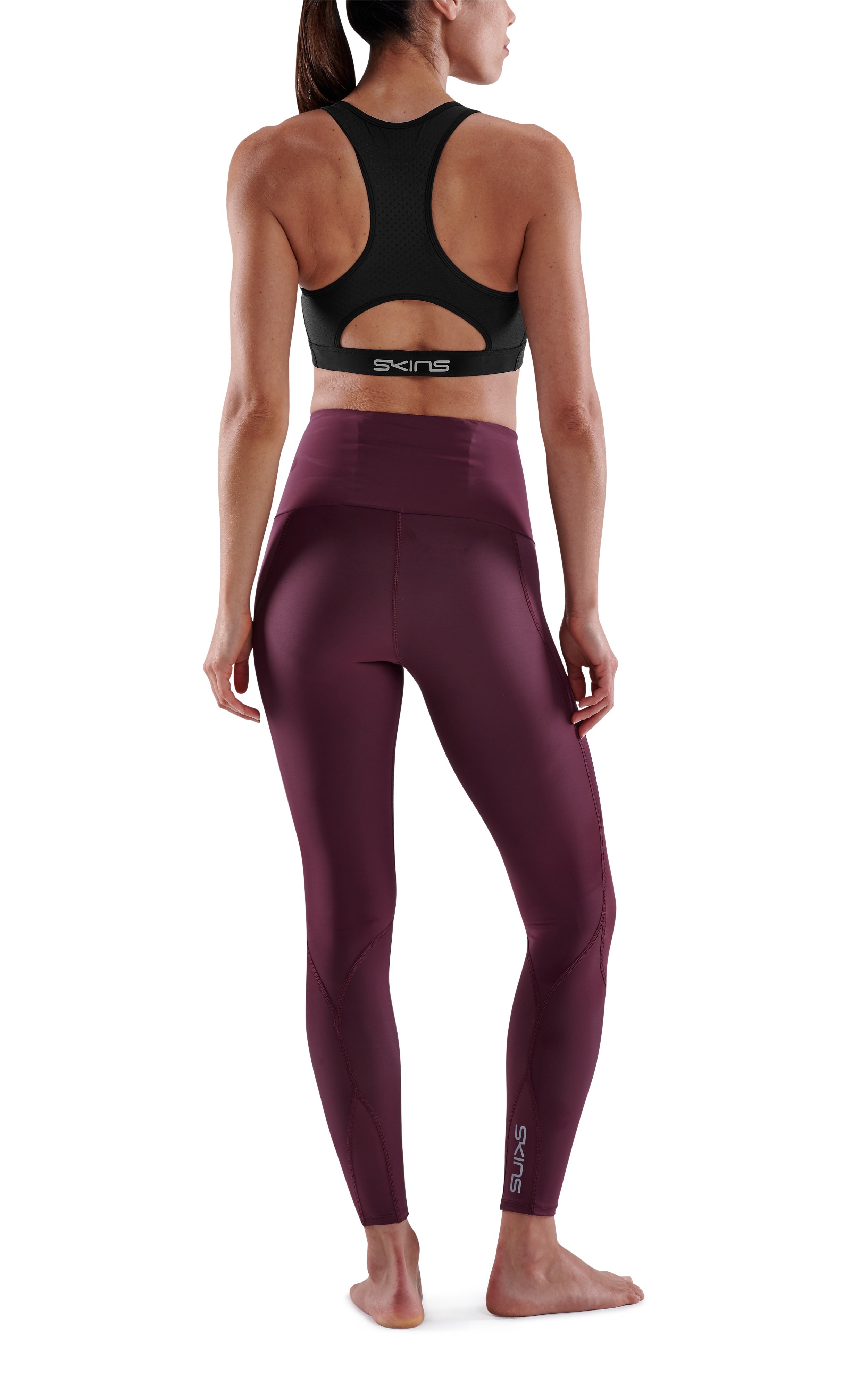 SKINS WOMEN'S COMPRESSION SKYSCRAPER TIGHTS 3-SERIES - BURGUNDY