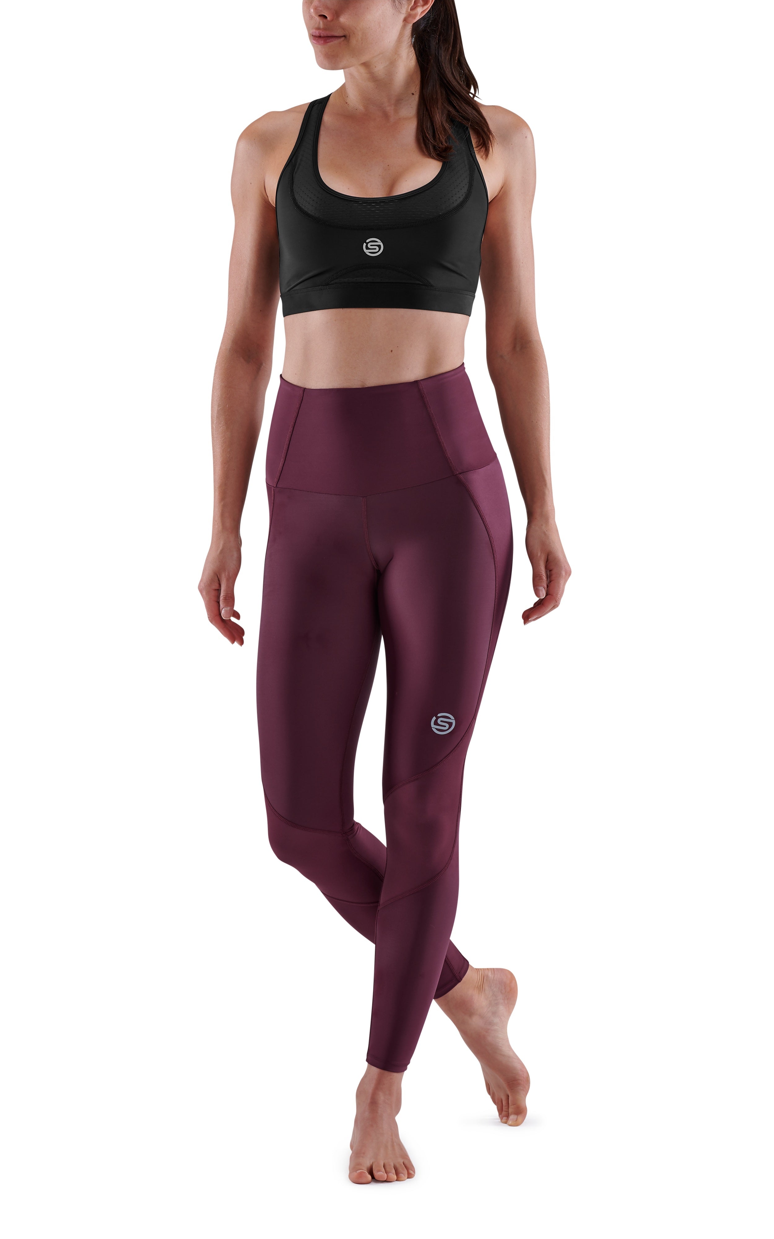 SKINS WOMEN'S COMPRESSION SKYSCRAPER TIGHTS 3-SERIES - BURGUNDY