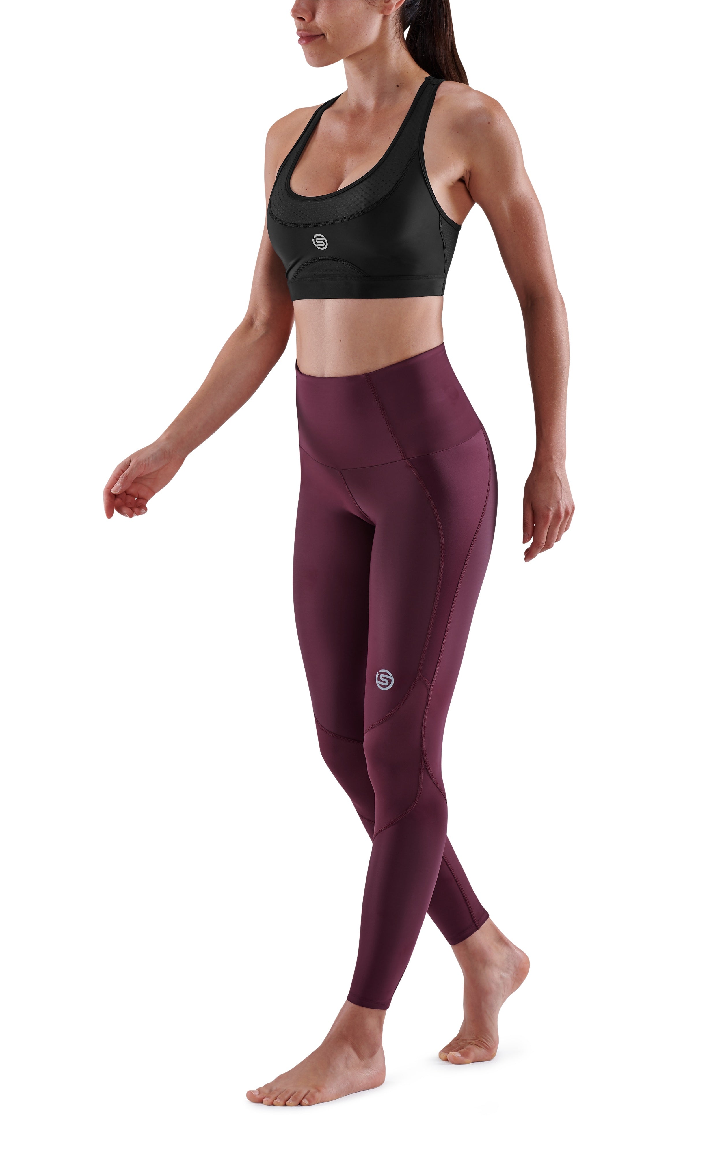 SKINS WOMEN'S COMPRESSION SKYSCRAPER TIGHTS 3-SERIES - BURGUNDY