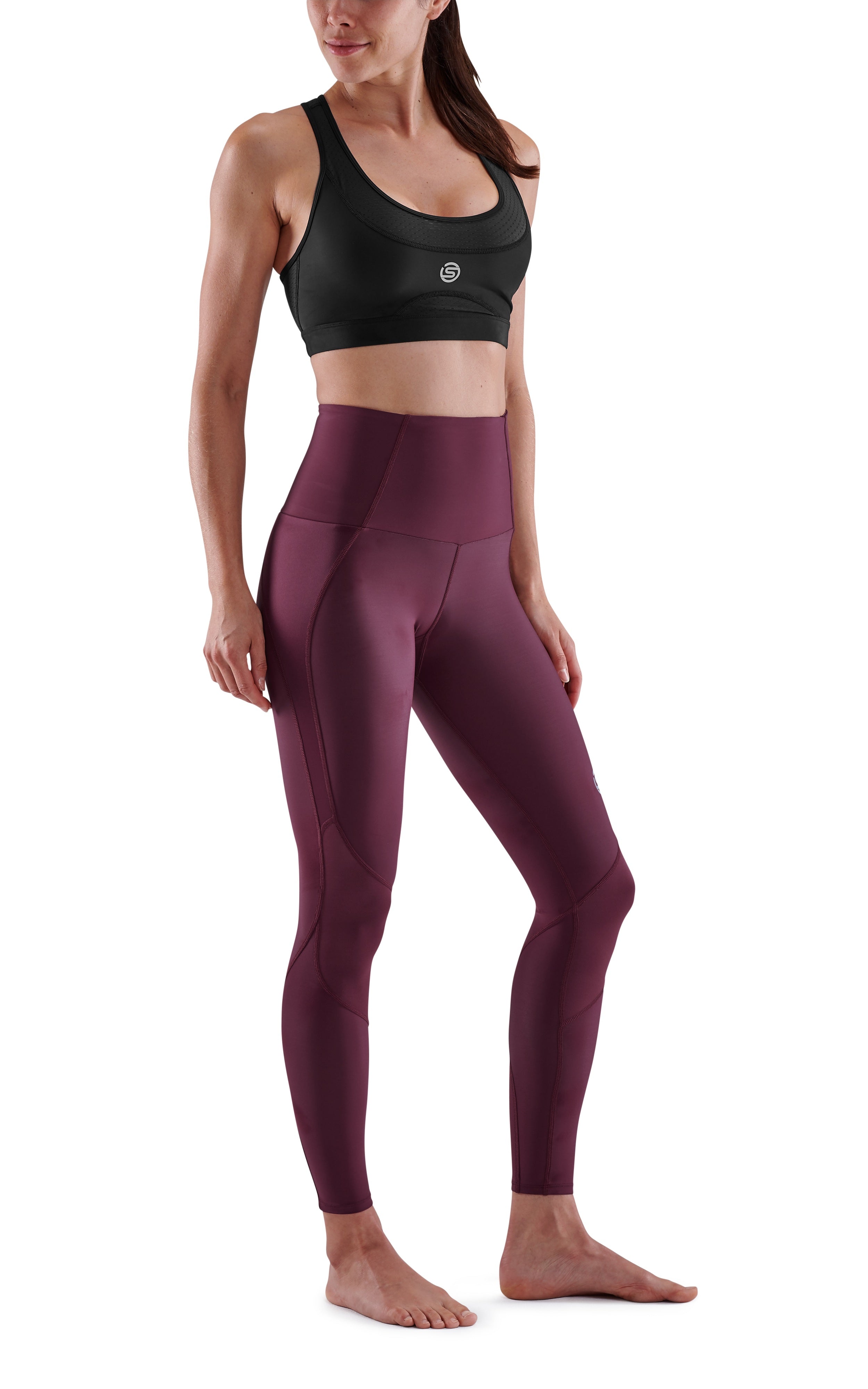 SKINS WOMEN'S COMPRESSION SKYSCRAPER TIGHTS 3-SERIES - BURGUNDY