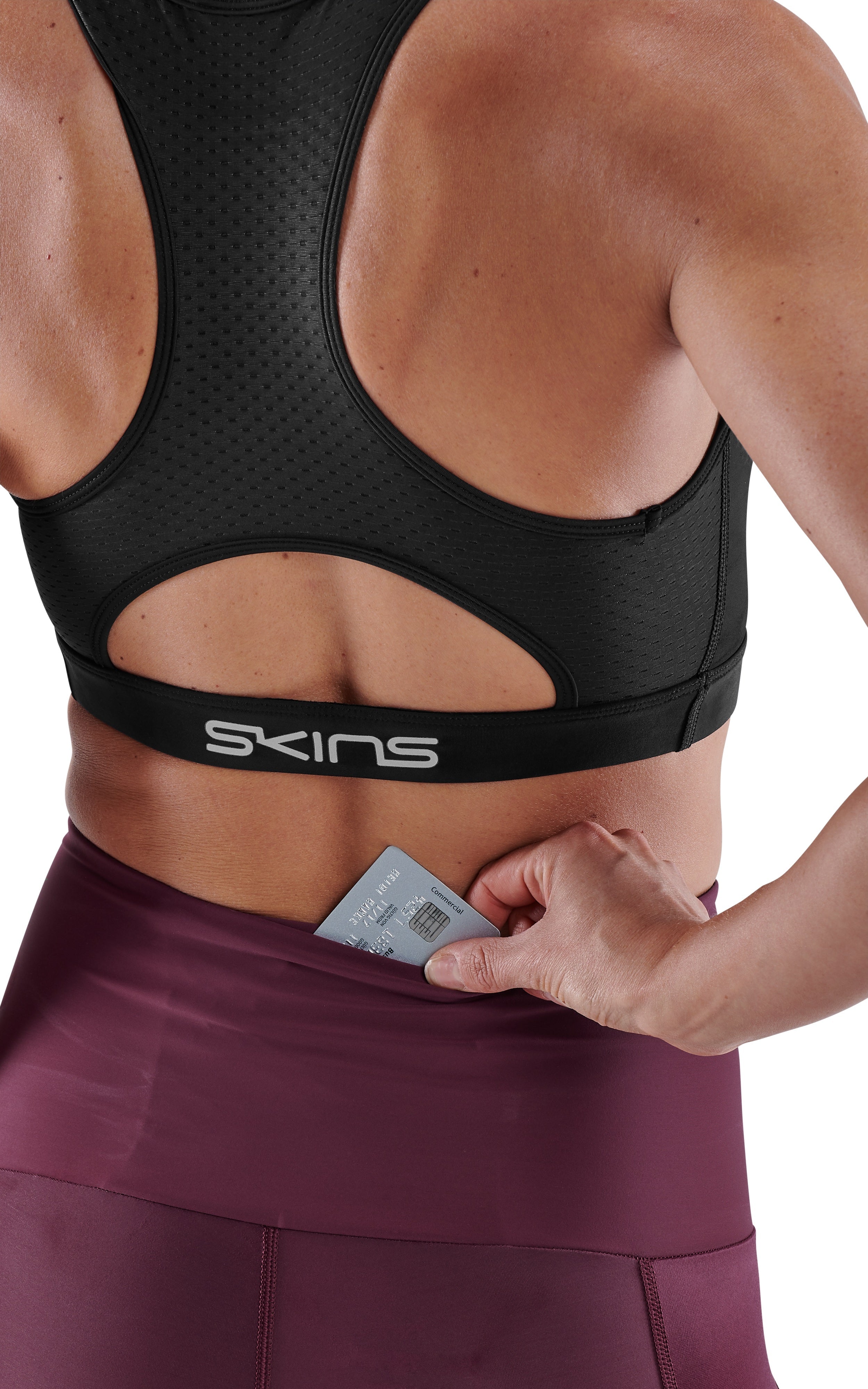 SKINS WOMEN'S COMPRESSION SKYSCRAPER TIGHTS 3-SERIES - BURGUNDY