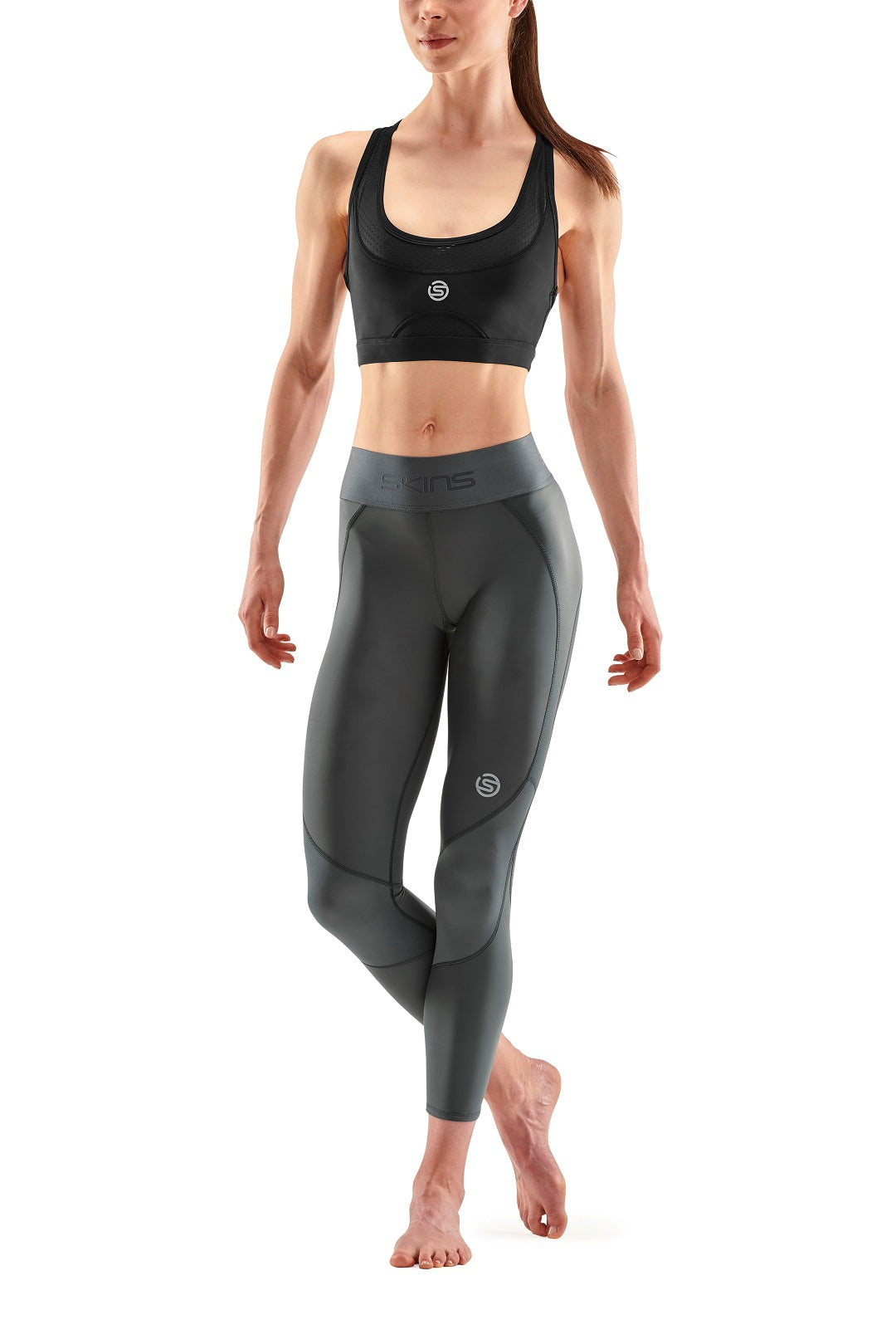 SKINS WOMEN'S COMPRESSION LONG TIGHTS 3-SERIES - CHARCOAL
