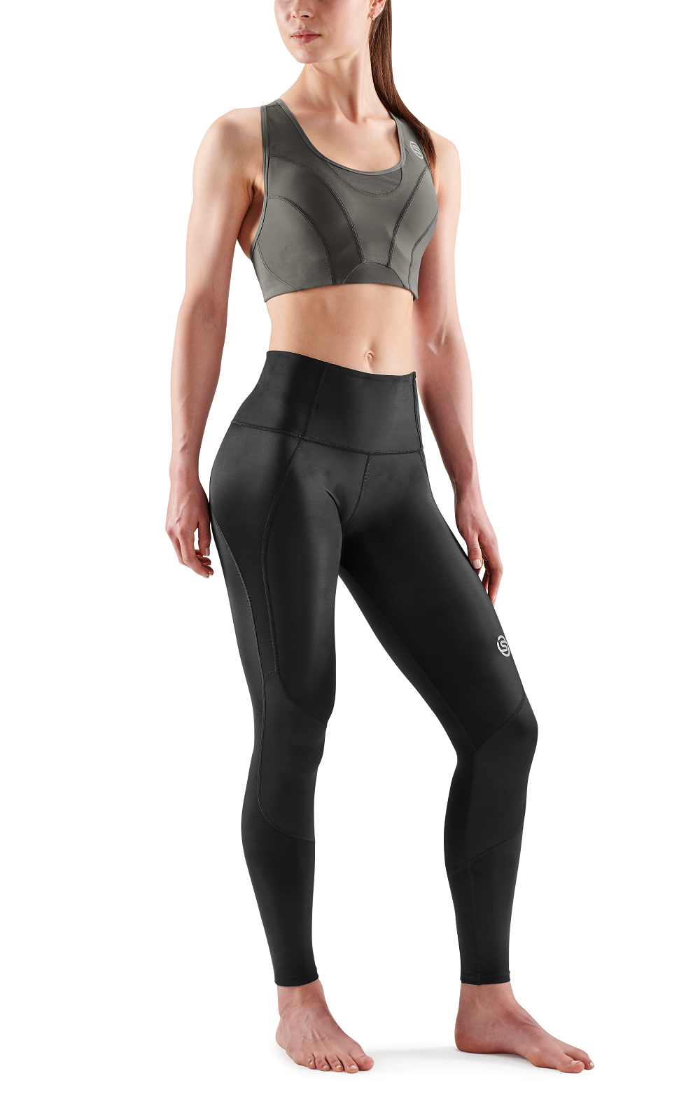 SKINS WOMEN'S ACTIVEWEAR HI-IMPACT BRA 3-SERIES - CHARCOAL