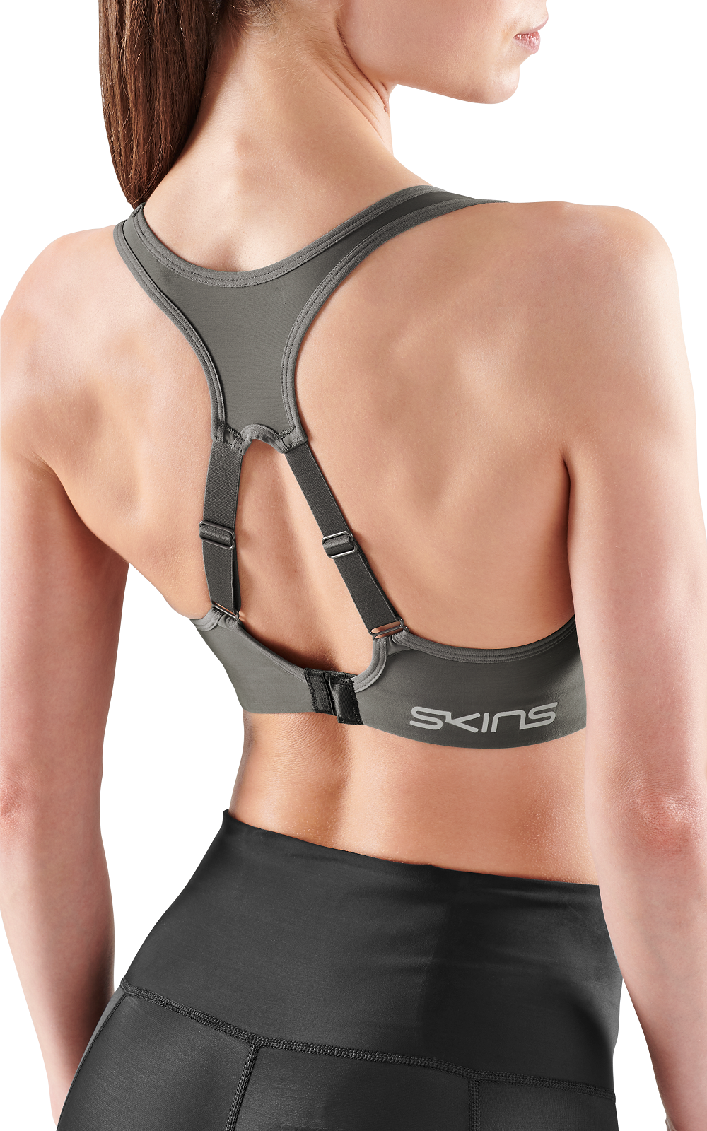 SKINS WOMEN'S ACTIVEWEAR HI-IMPACT BRA 3-SERIES - CHARCOAL