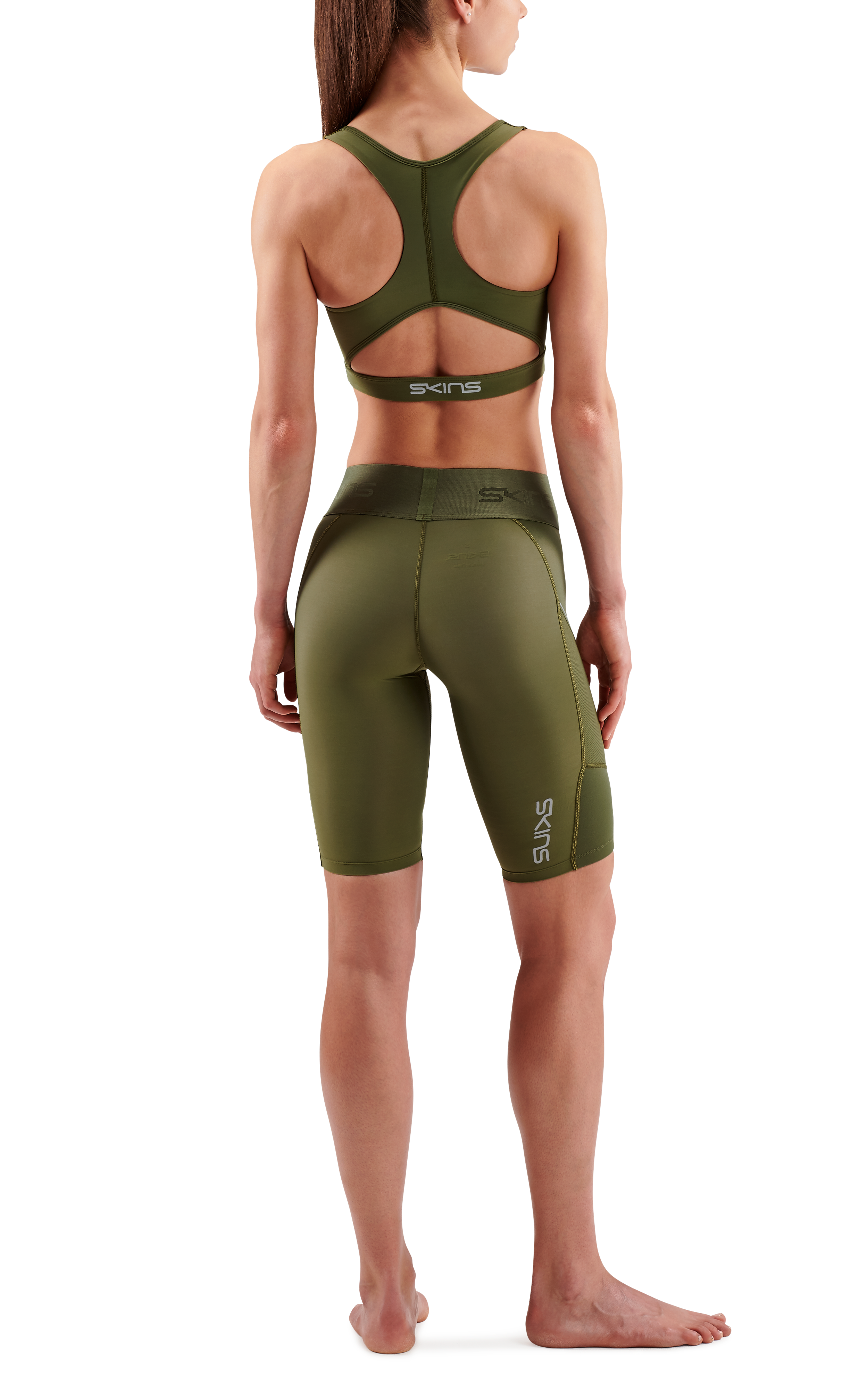 SKINS WOMEN'S ACTIVEWEAR ACTIVE BRA 3-SERIES - KHAKI