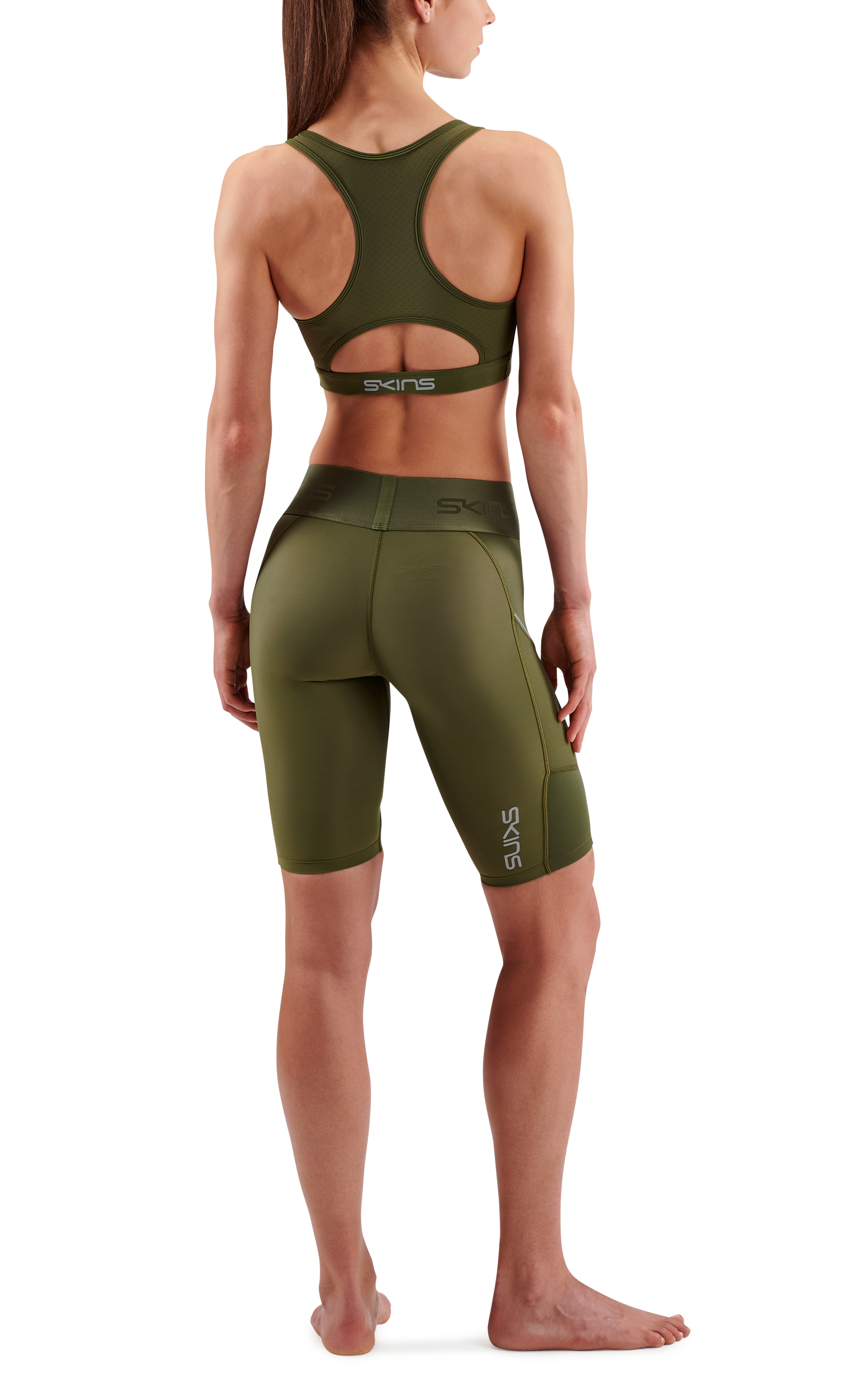 SKINS WOMEN'S ACTIVEWEAR ELITE BRA 3-SERIES - KHAKI