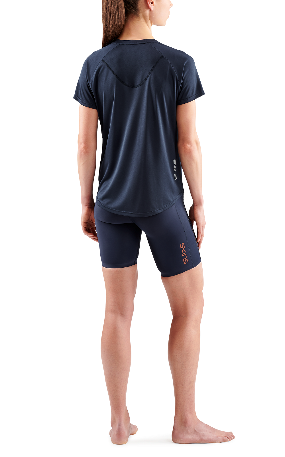 SKINS WOMEN'S ACTIVEWEAR SHORT SLEEVE TOP 3-SERIES - NAVY BLUE