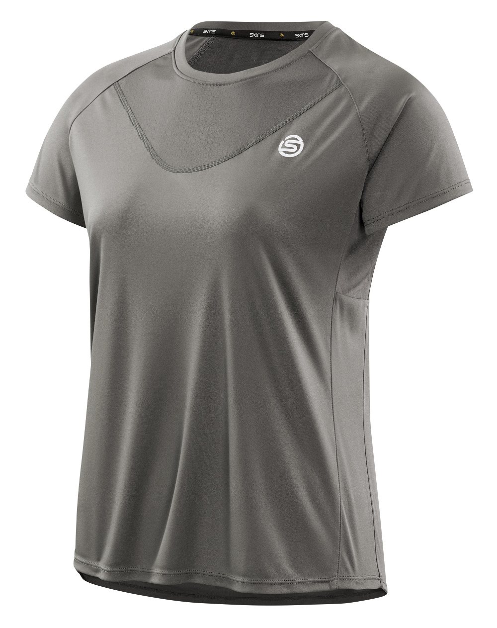 SKINS WOMEN'S ACTIVEWEAR SHORT SLEEVE TOP 3-SERIES - CHARCOAL