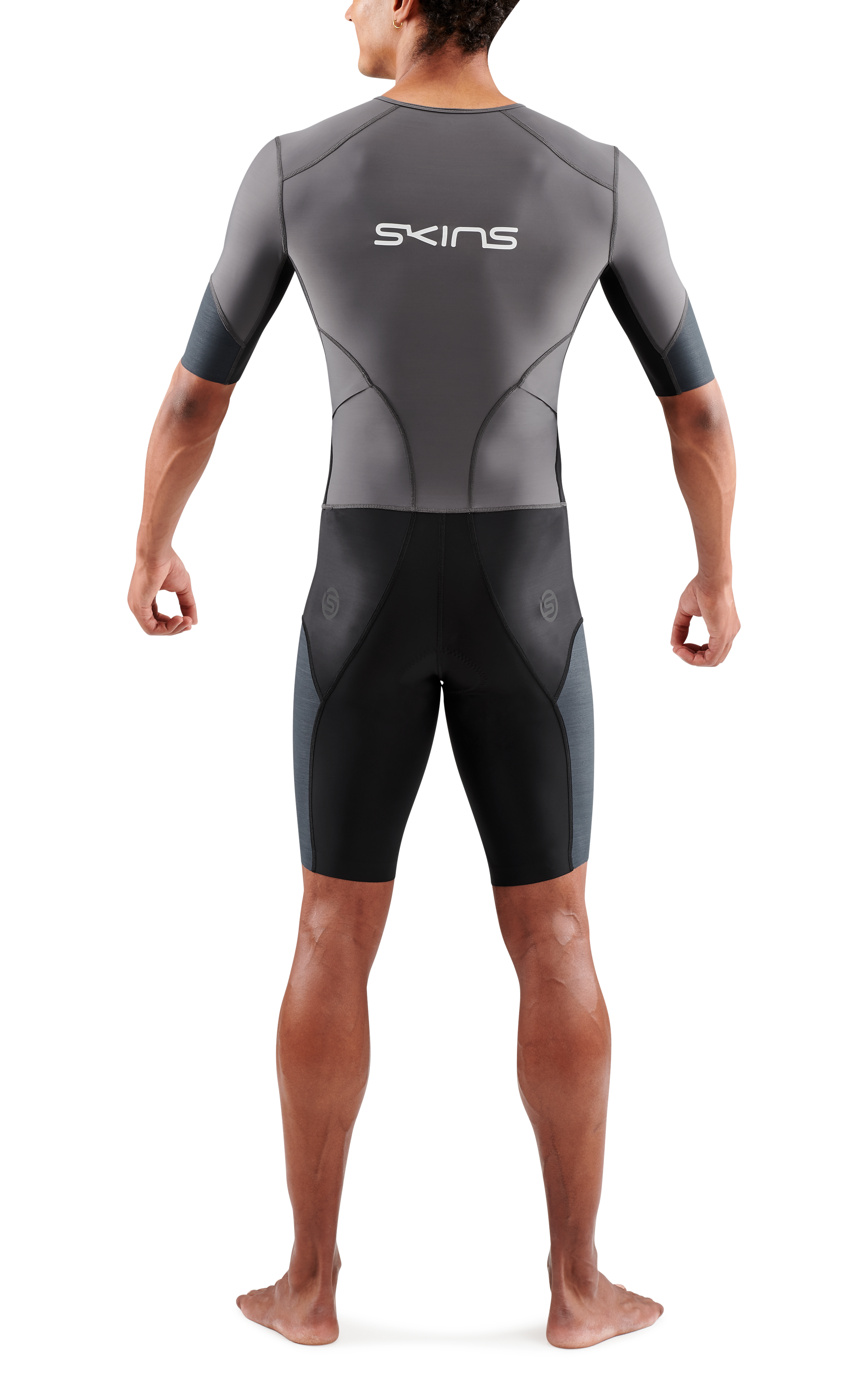 SKINS MEN'S TRI ELITE S/S TRI SUIT - CHARCOAL/CARBON