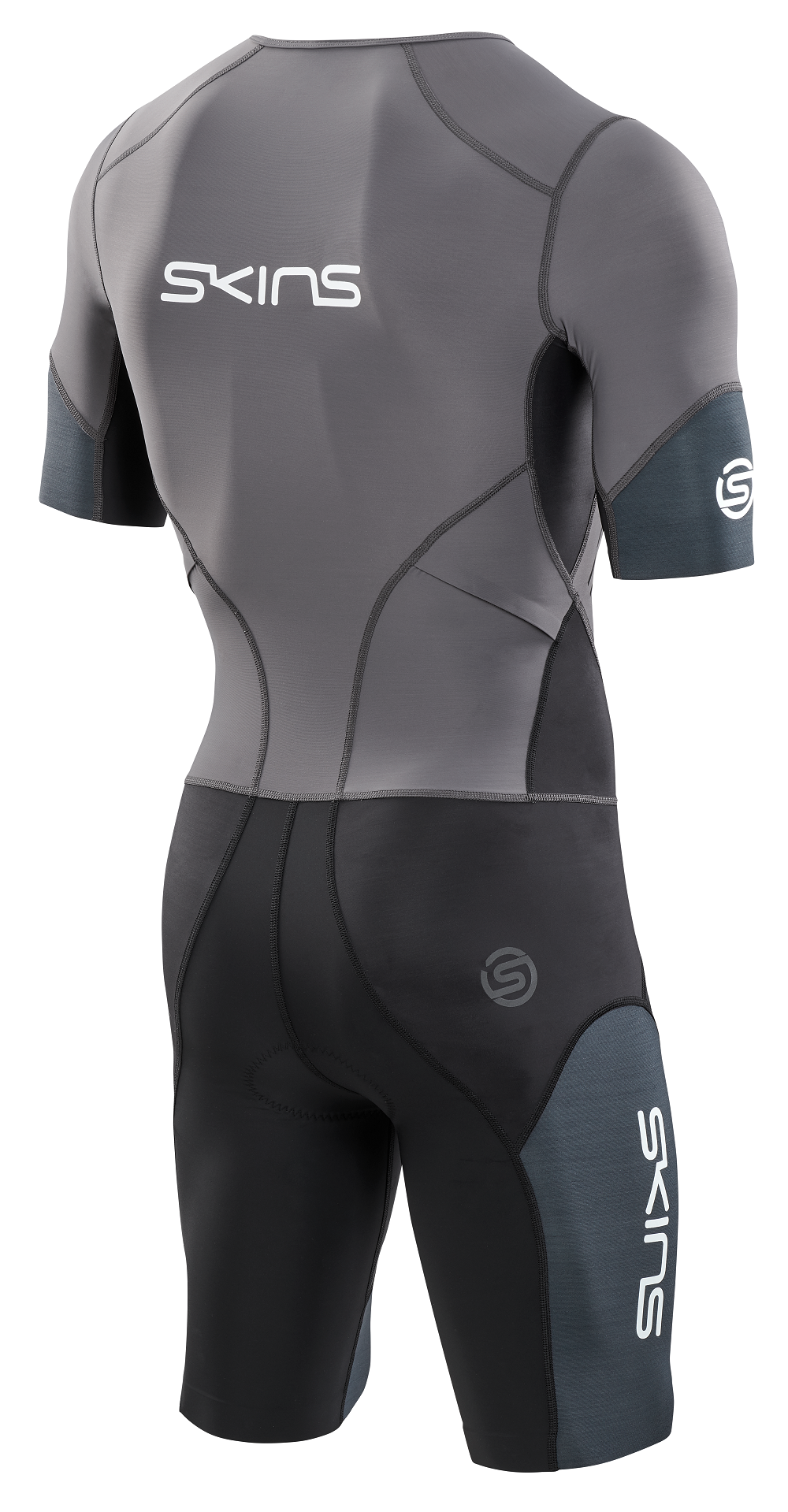 SKINS MEN'S TRI ELITE S/S TRI SUIT - CHARCOAL/CARBON