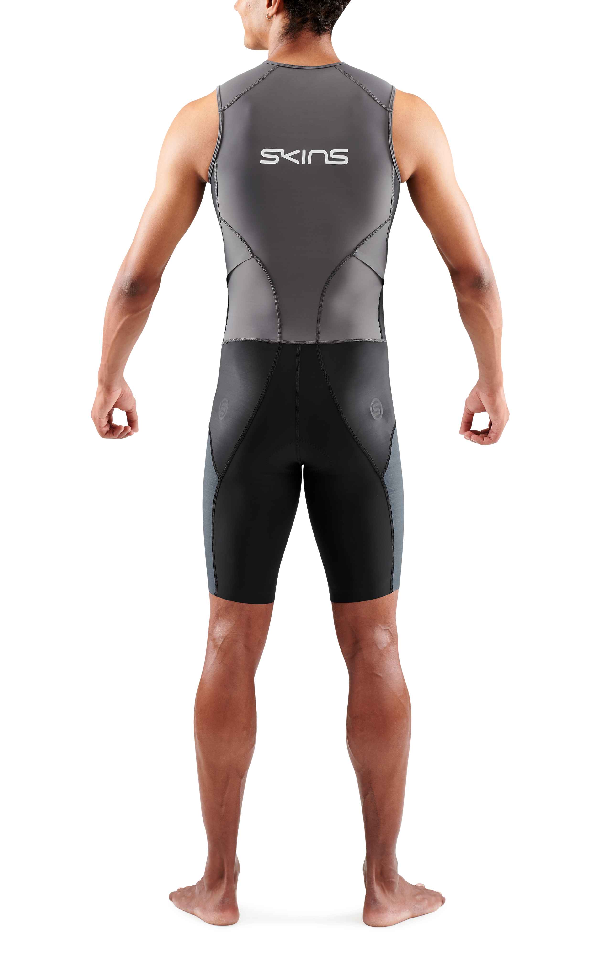 SKINS MEN'S TRI ELITE S/L TRI SUIT - CHARCOAL/CARBON