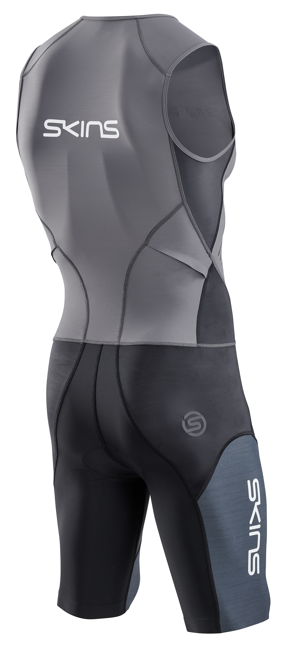SKINS MEN'S TRI ELITE S/L TRI SUIT - CHARCOAL/CARBON