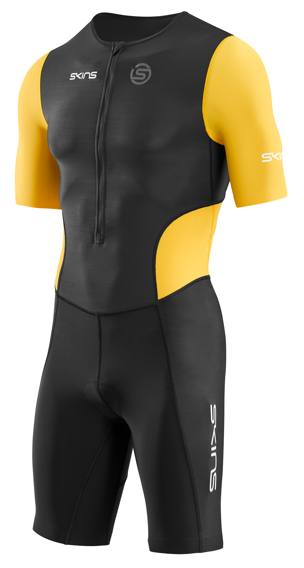 SKINS MEN'S TRI BRAND S/S TRI SUIT - BLACK/ZEST