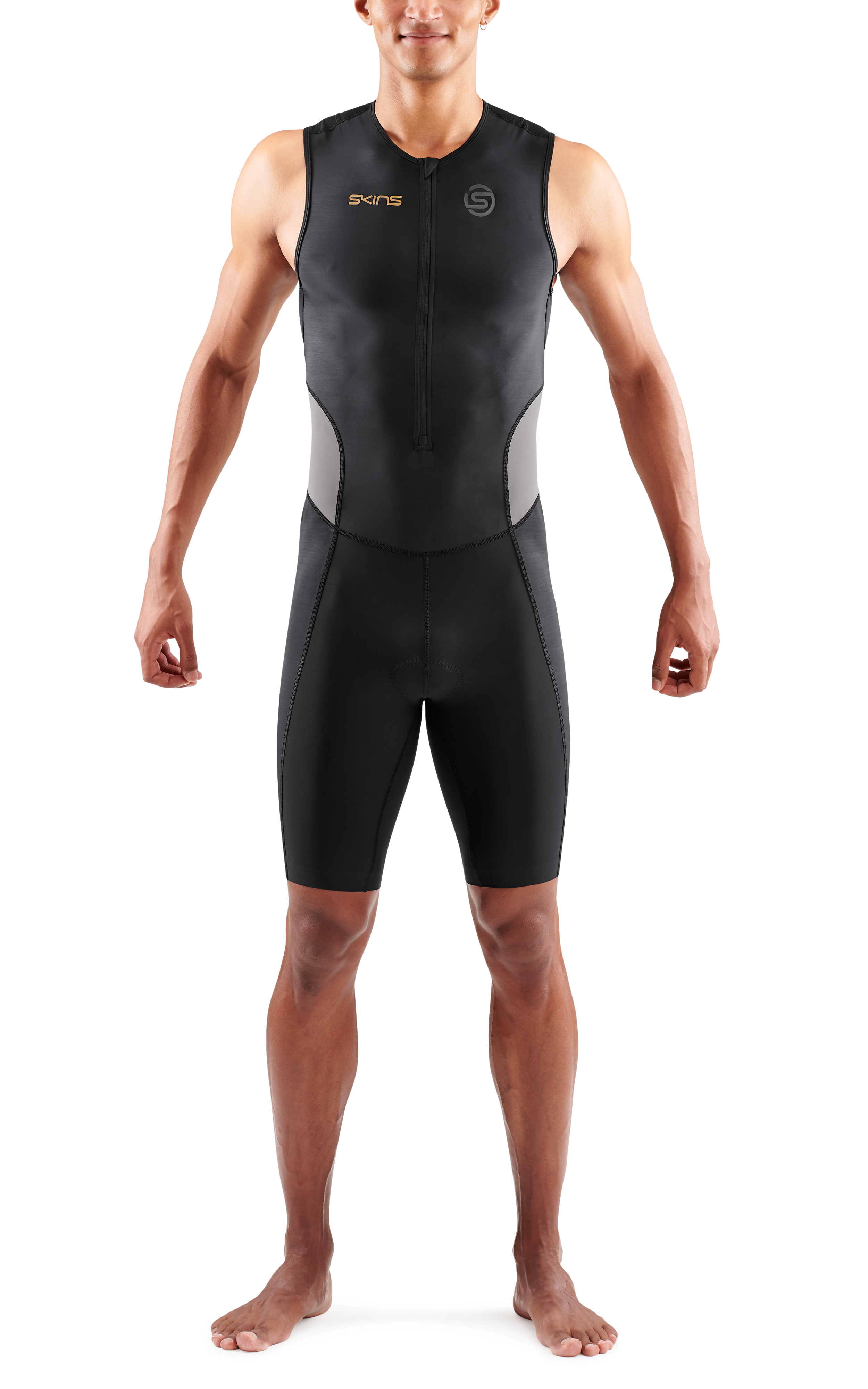 SKINS MEN'S TRI BRAND S/L TRI SUIT - BLACK/CARBON