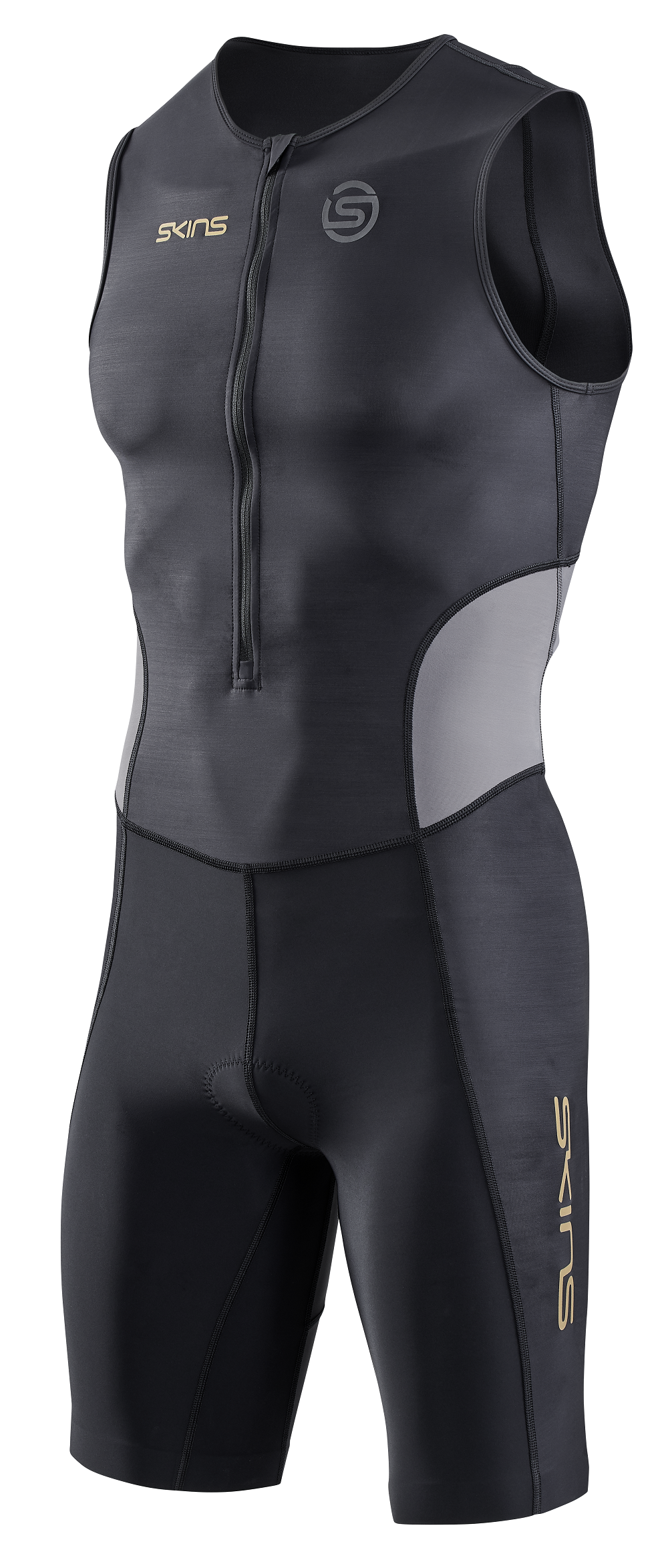 SKINS MEN'S TRI BRAND S/L TRI SUIT - BLACK/CARBON