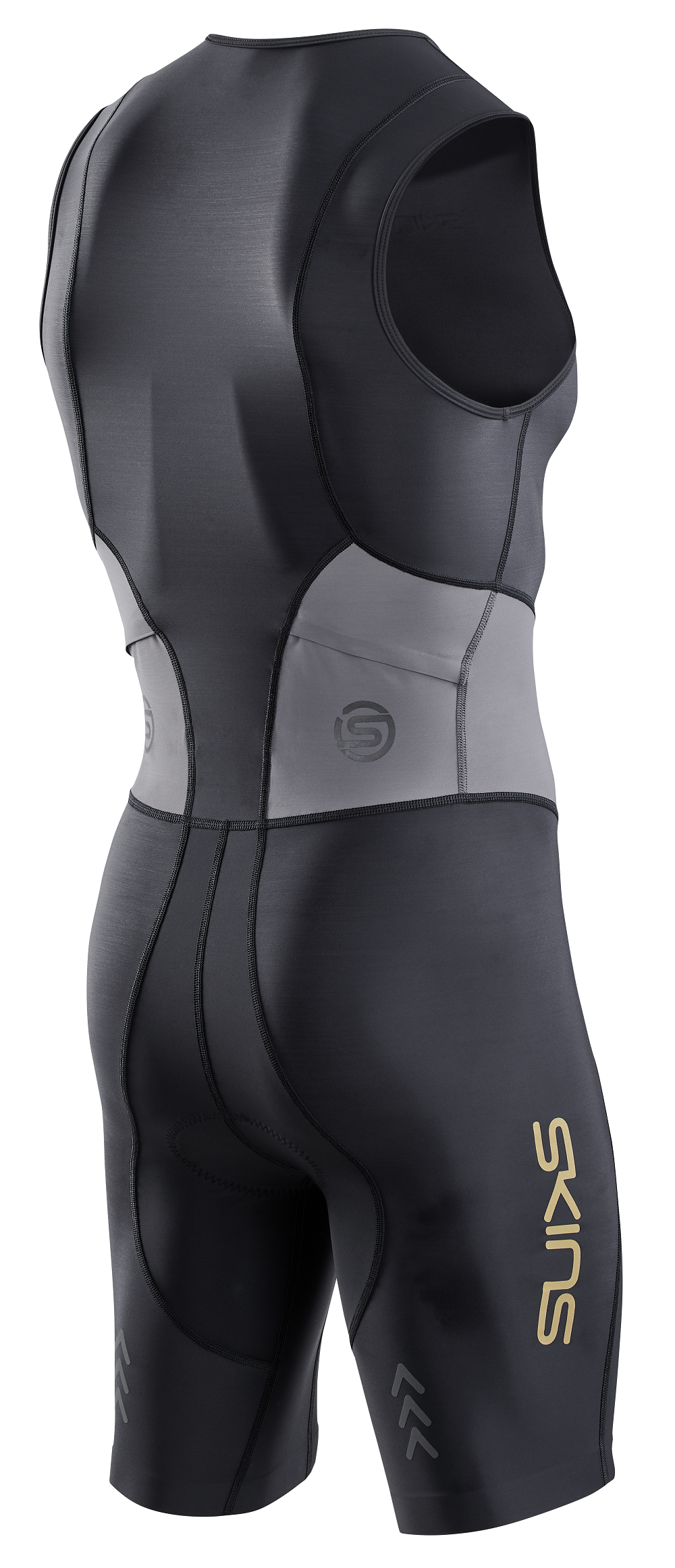 SKINS MEN'S TRI BRAND S/L TRI SUIT - BLACK/CARBON