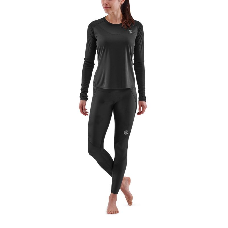 SKINS WOMEN'S ACTIVEWEAR LONG SLEEVE TOPS 3-SERIES - BLACK