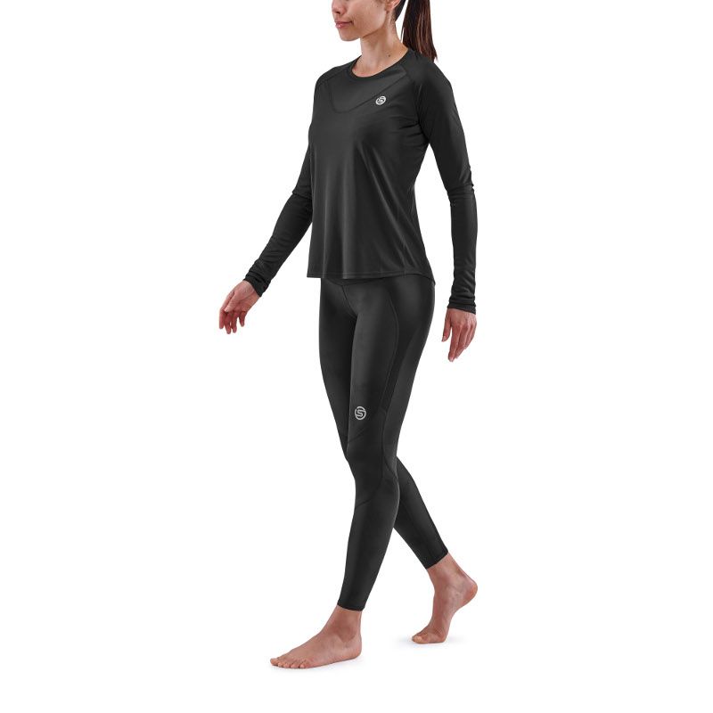 SKINS WOMEN'S ACTIVEWEAR LONG SLEEVE TOPS 3-SERIES - BLACK