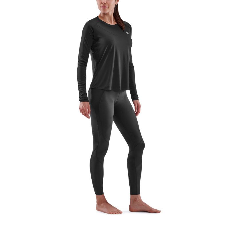 SKINS WOMEN'S ACTIVEWEAR LONG SLEEVE TOPS 3-SERIES - BLACK