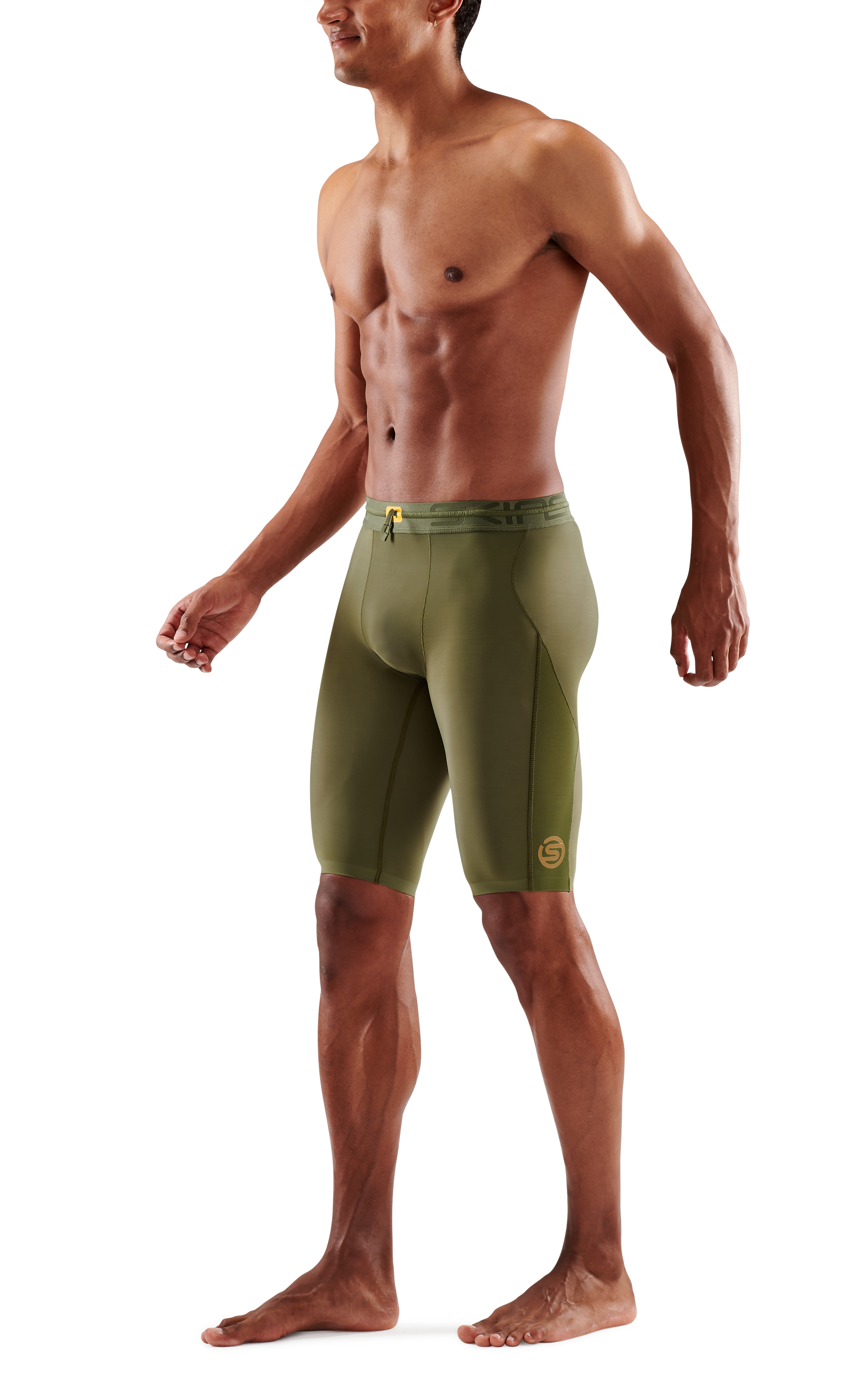 SKINS MEN'S COMPRESSION HALF TIGHTS 5-SERIES - KHAKI