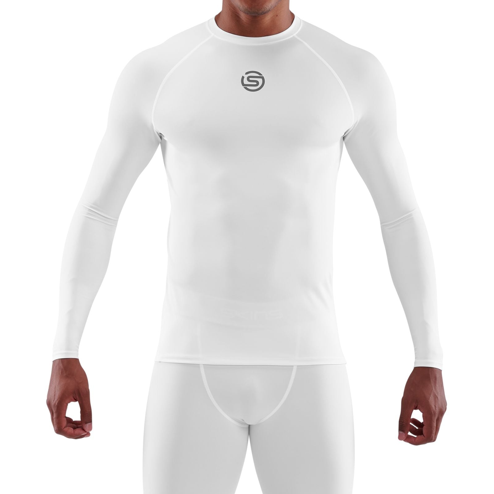 SKINS MEN'S COMPRESSION LONG SLEEVE TOPS 1-SERIES - WHITE