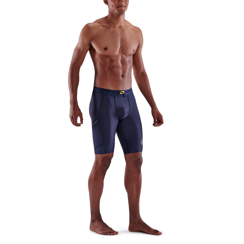 SKINS MEN'S COMPRESSION HALF TIGHTS 3-SERIES - NAVY BLUE