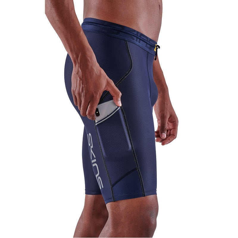 SKINS MEN'S COMPRESSION HALF TIGHTS 3-SERIES - NAVY BLUE