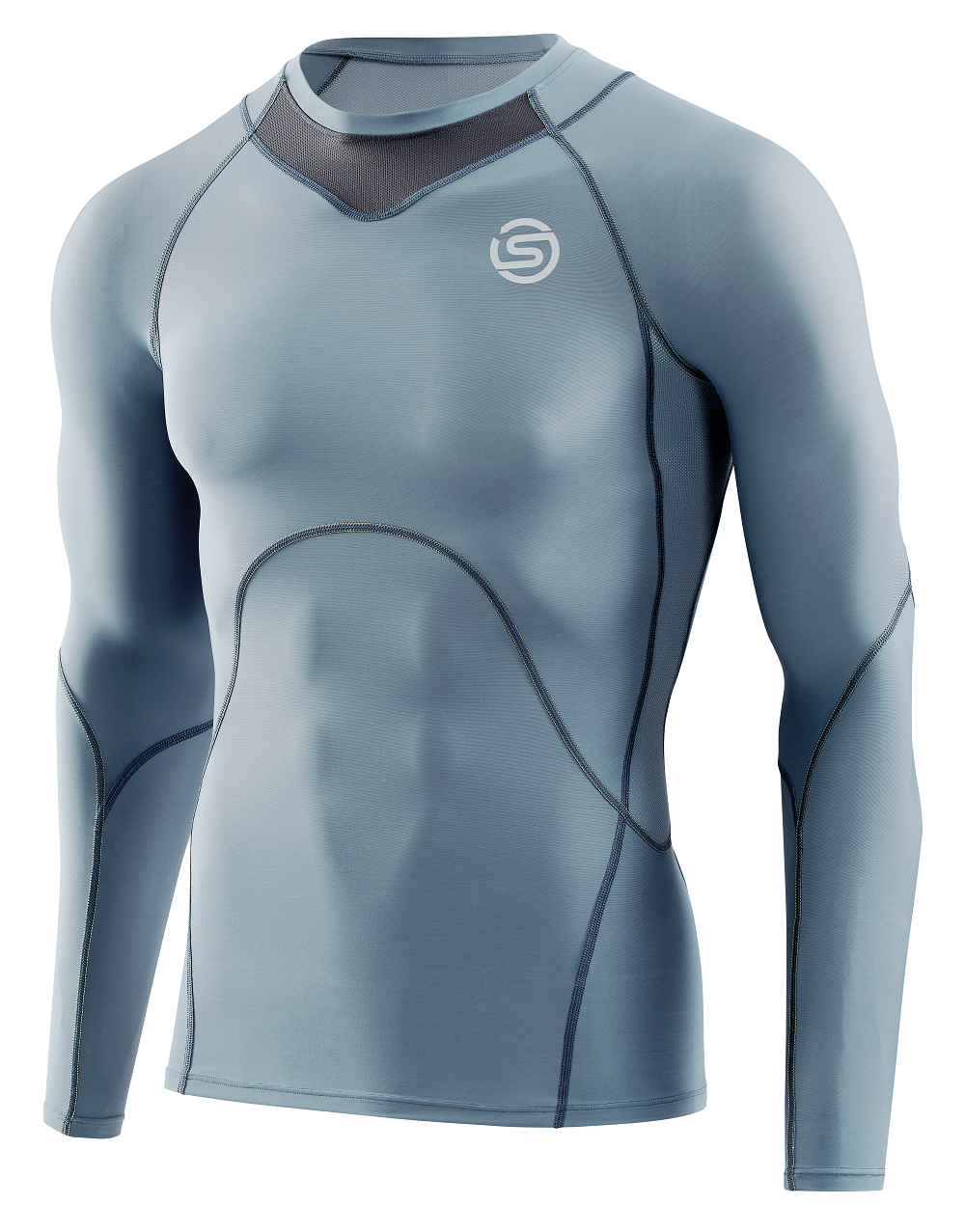 SKINS MEN'S COMPRESSION LONG SLEEVE TOPS 3-SERIES - BLUE GREY