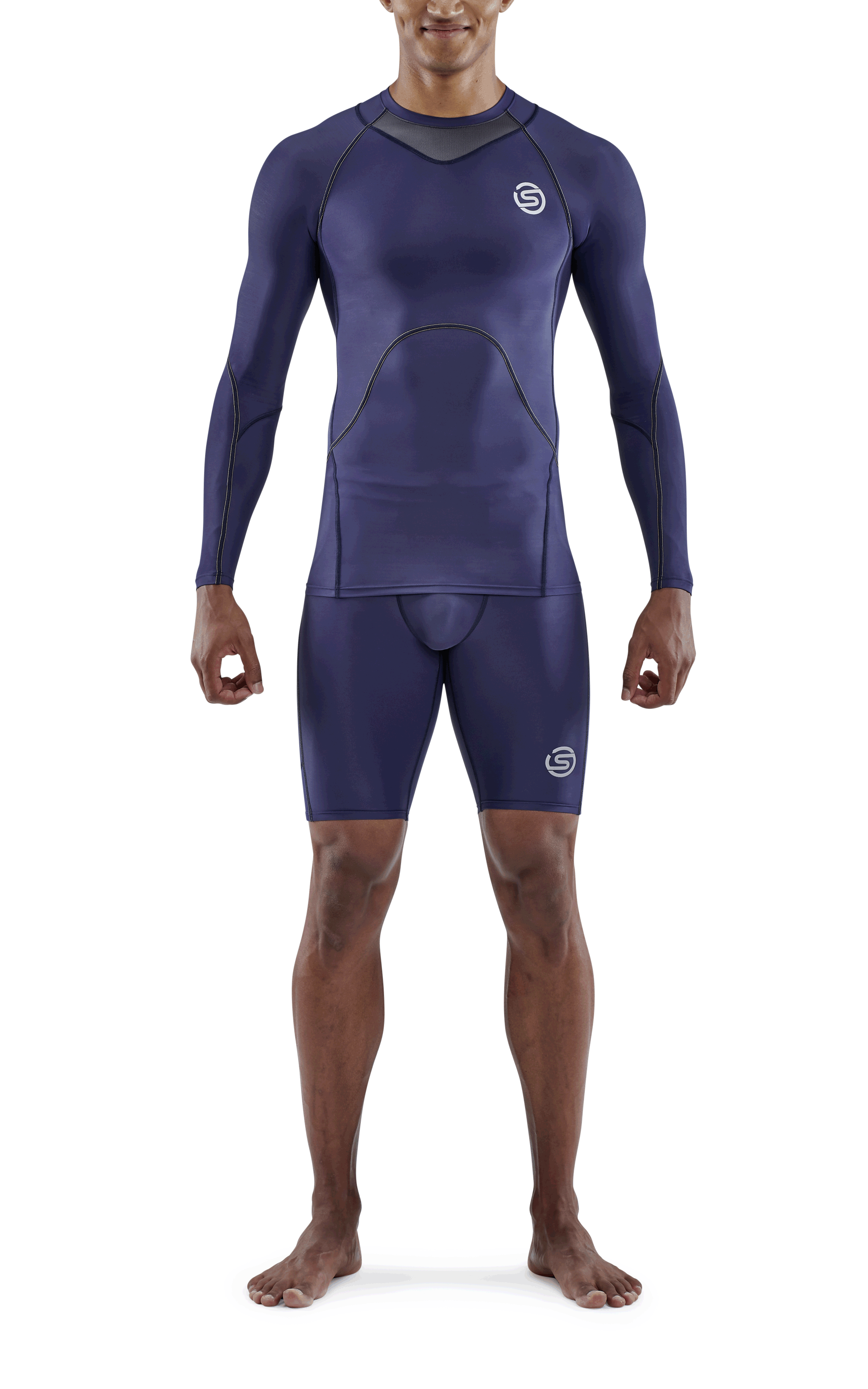 SKINS MEN'S COMPRESSION LONG SLEEVE TOPS 3-SERIES - NAVY BLUE - ST00300059010