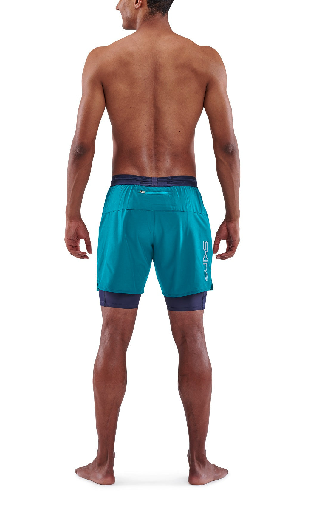 SKINS MEN'S COMPRESSION SUPERPOSE HALF TIGHTS 3-SERIES - CYAN
