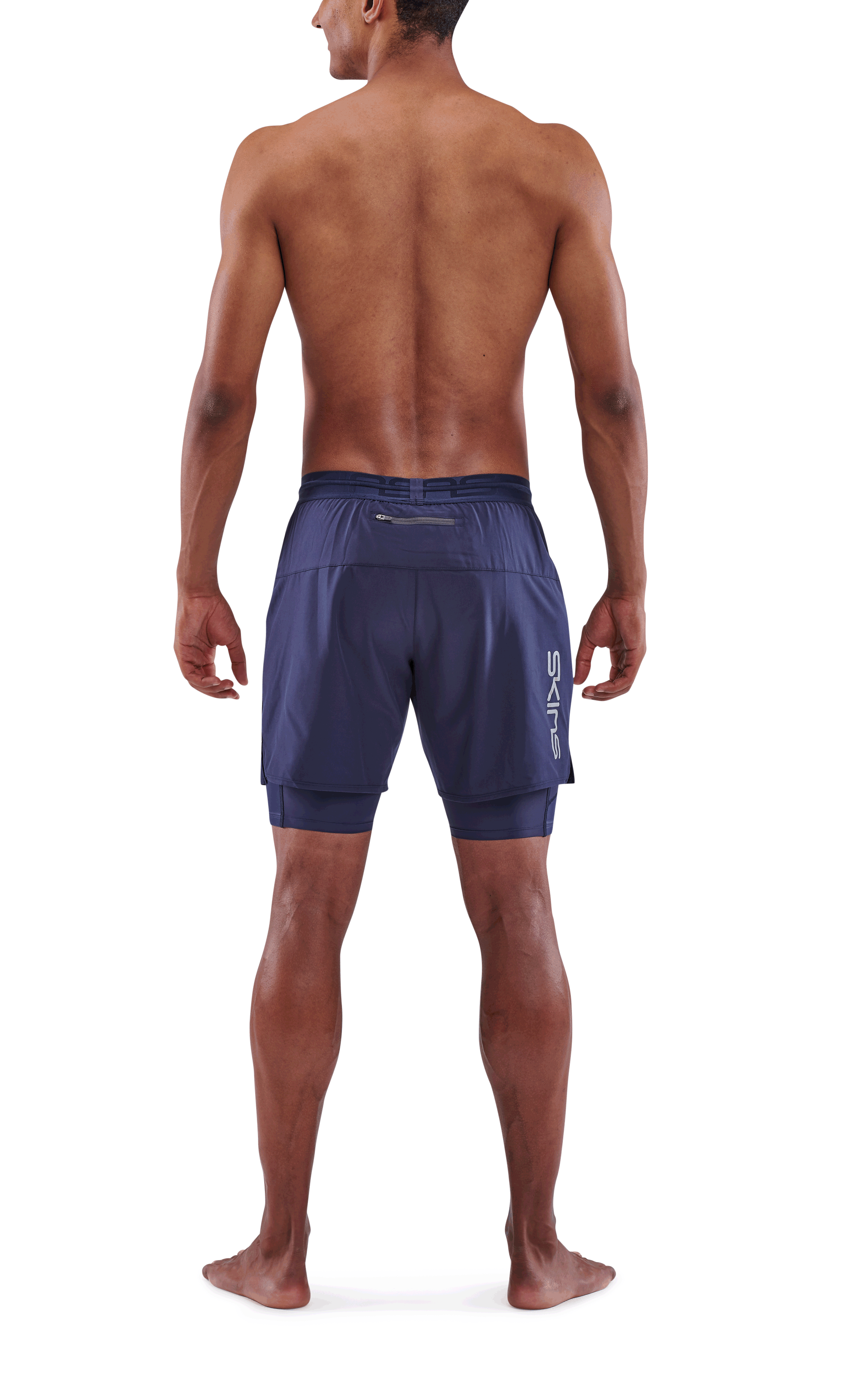 SKINS MEN'S COMPRESSION SUPERPOSE HALF TIGHTS 3-SERIES - NAVY BLUE