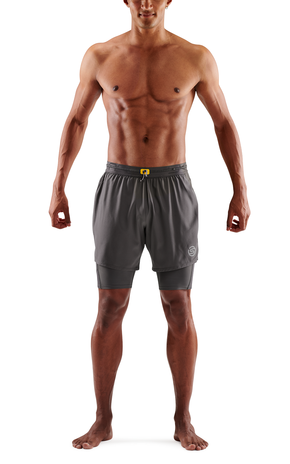 SKINS MEN'S COMPRESSION SUPERPOSE HALF TIGHTS 3-SERIES - CHARCOAL