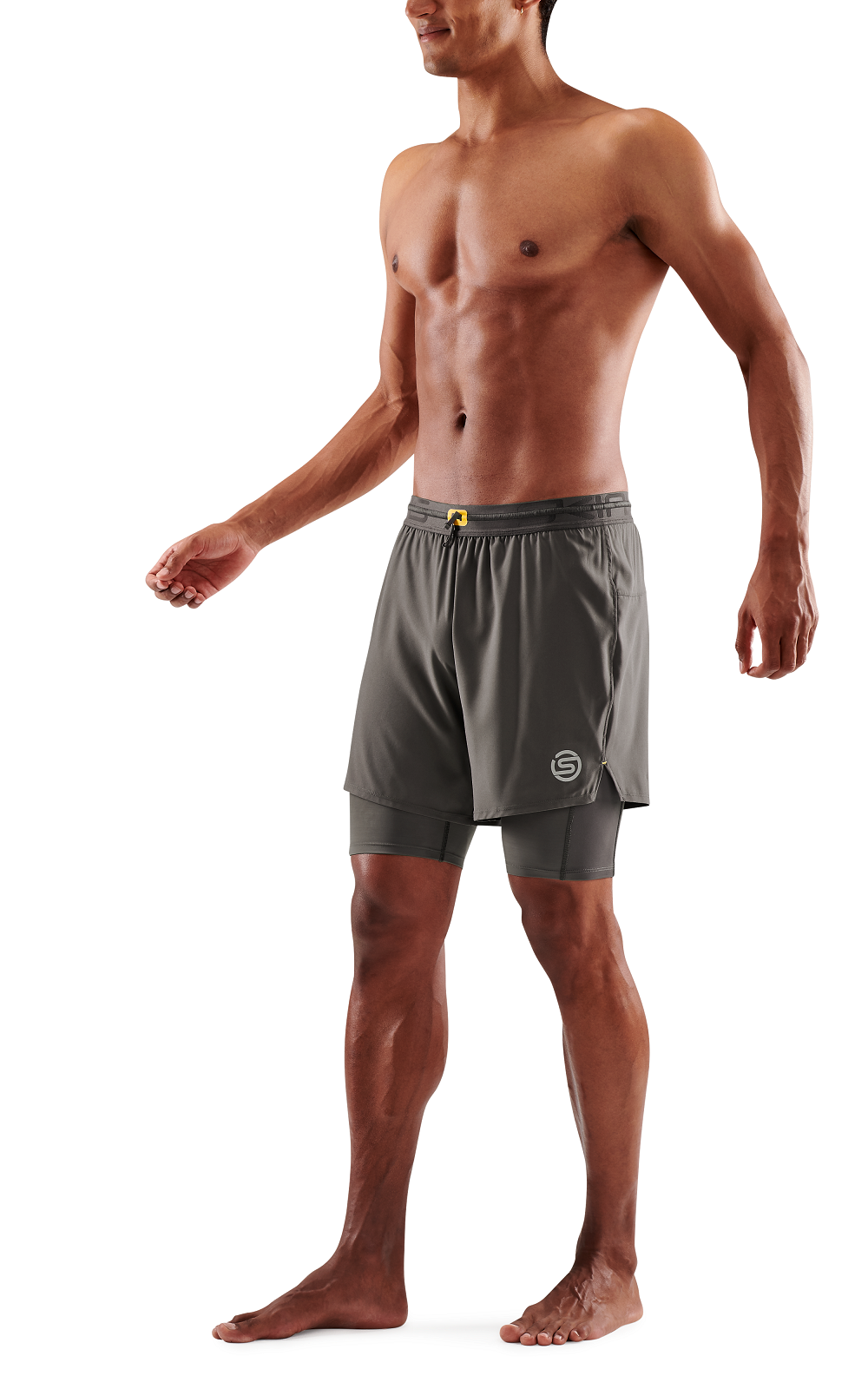 SKINS MEN'S COMPRESSION SUPERPOSE HALF TIGHTS 3-SERIES - CHARCOAL