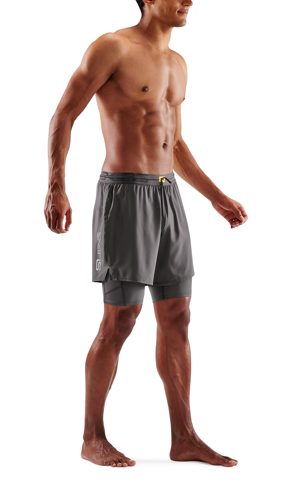 SKINS MEN'S COMPRESSION SUPERPOSE HALF TIGHTS 3-SERIES - CHARCOAL