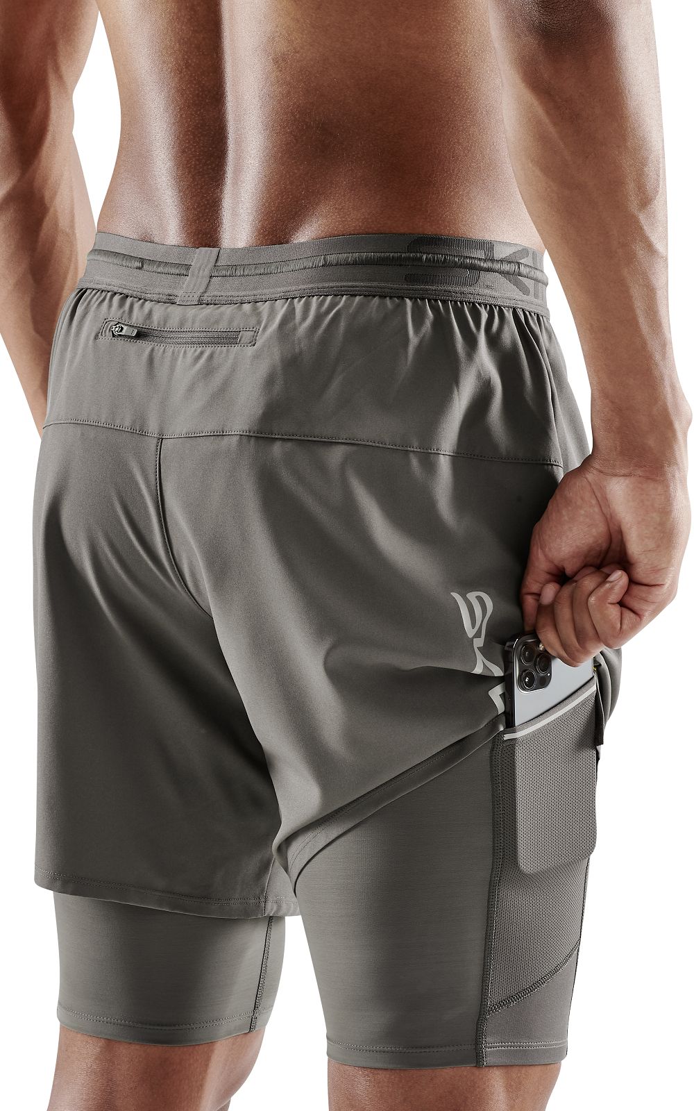 SKINS MEN'S COMPRESSION SUPERPOSE HALF TIGHTS 3-SERIES - CHARCOAL