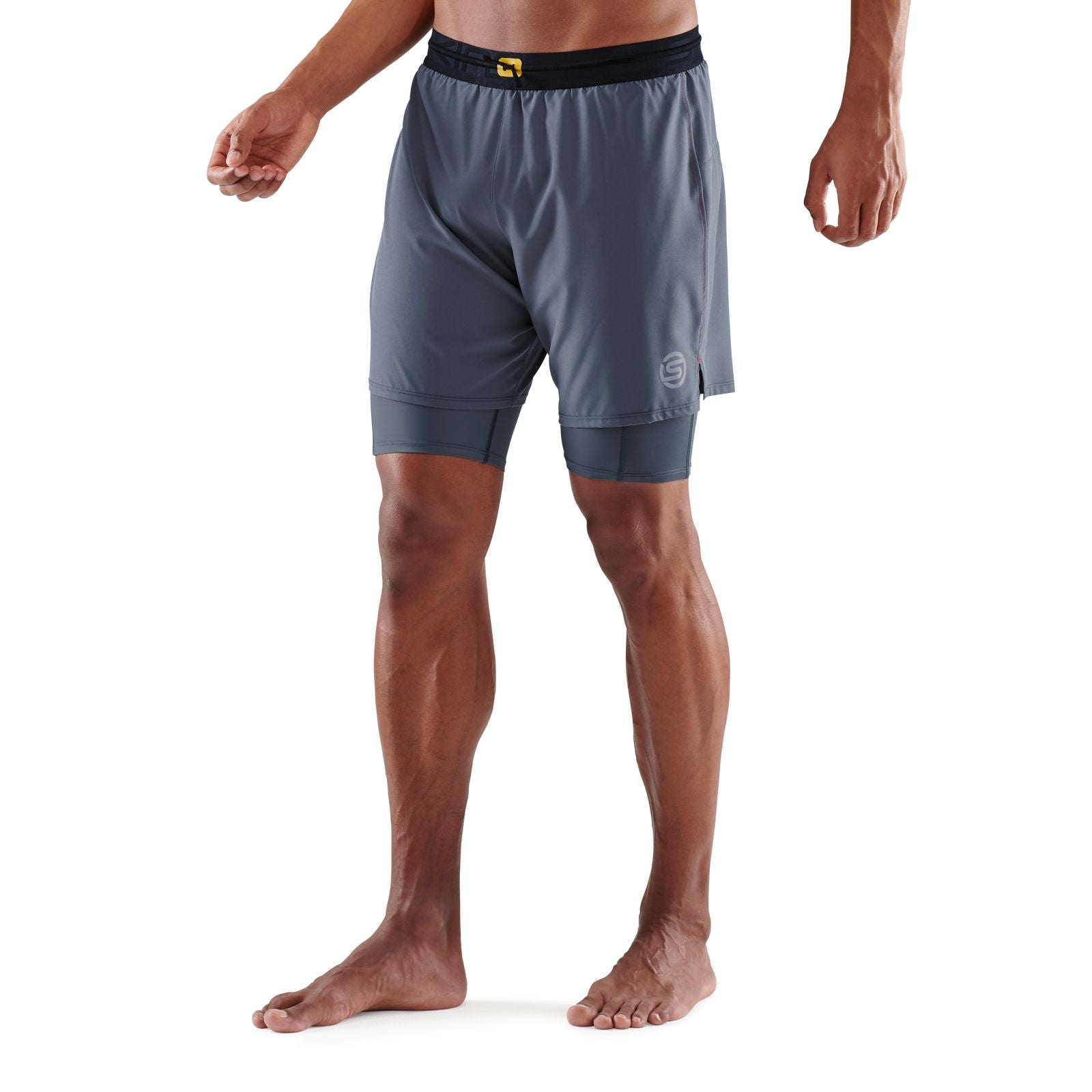 SKINS MEN'S COMPRESSION SUPERPOSE HALF TIGHTS 3-SERIES - CHARCOAL NEW