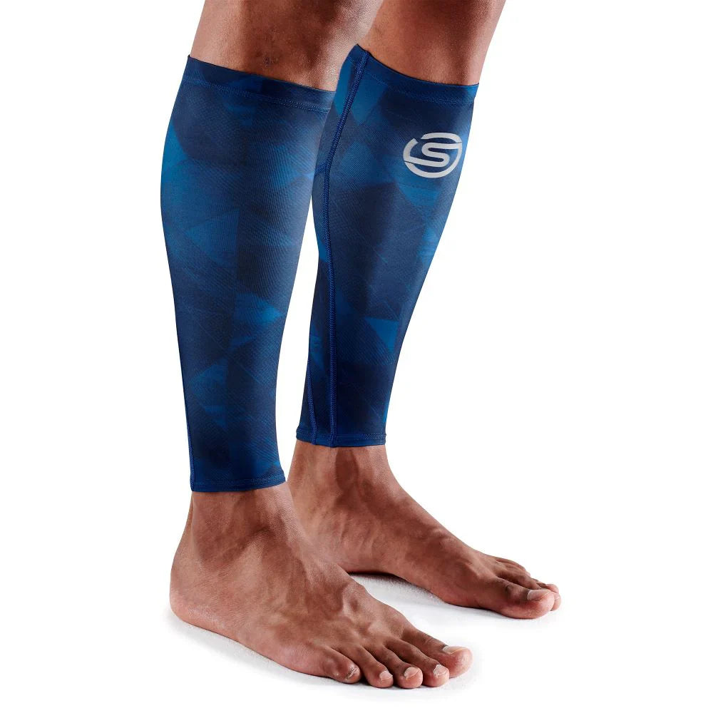 SKINS UNISEX 3-SERIES ESSENTIALS CALF TIGHT - MARINE BLUE GEO