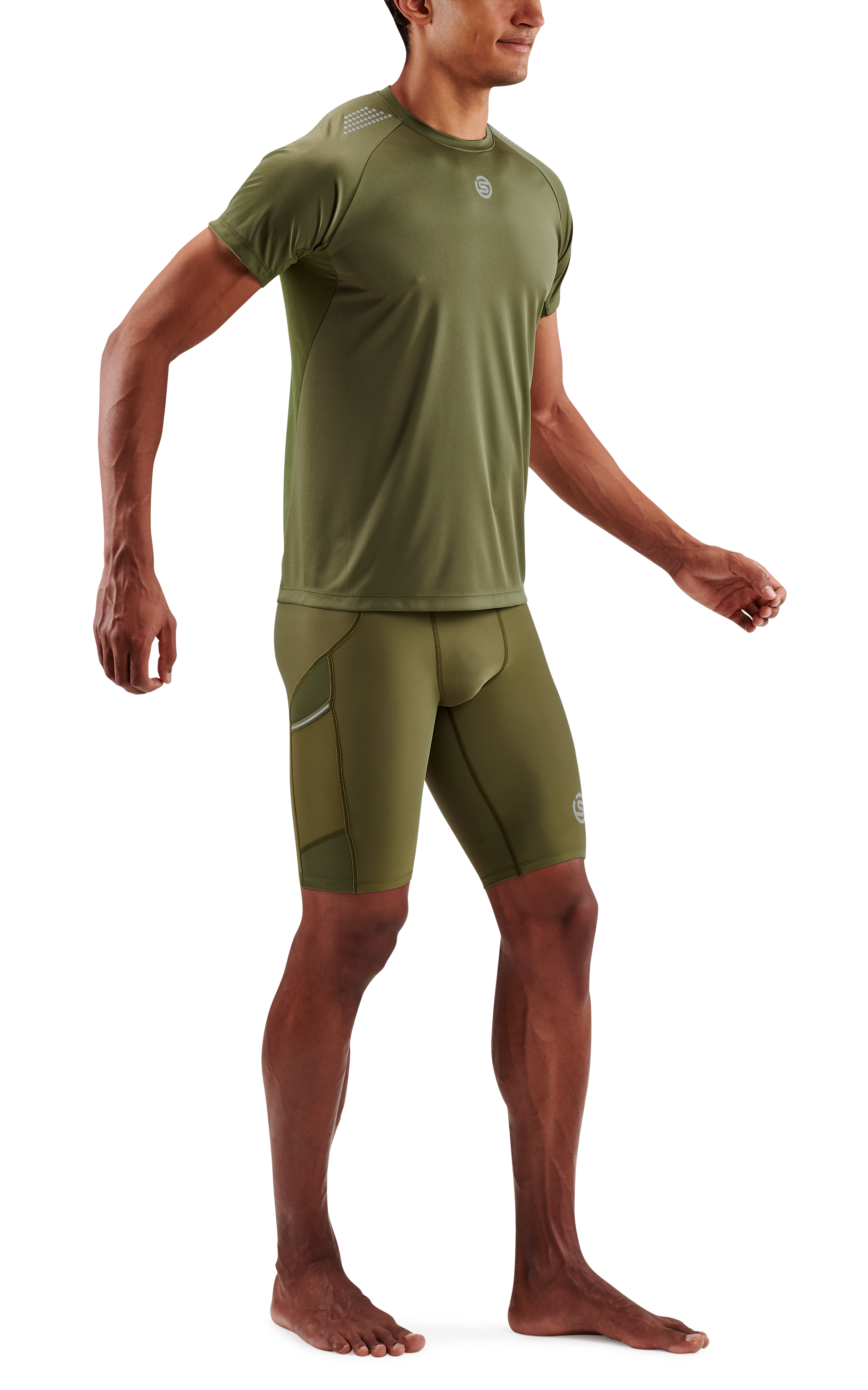 SKINS MEN'S ACTIVEWEAR SHORT SLEEVE TOP 3-SERIES - KHAKI