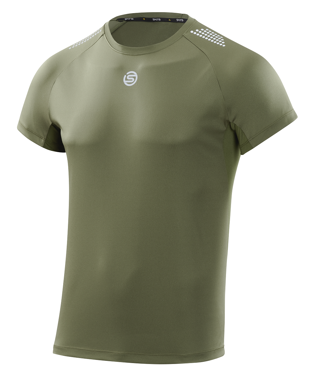 SKINS MEN'S ACTIVEWEAR SHORT SLEEVE TOP 3-SERIES - KHAKI