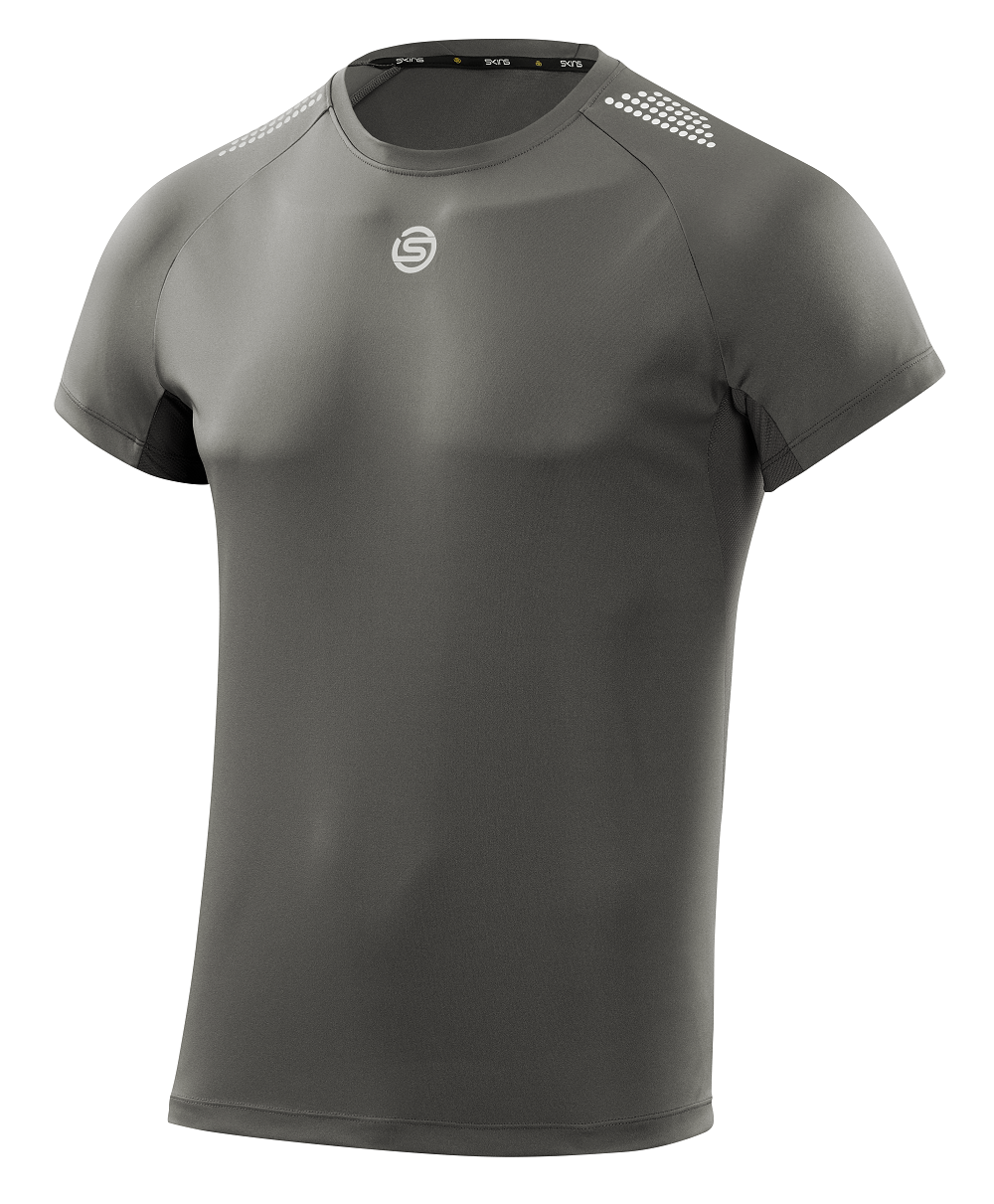 SKINS MEN'S ACTIVEWEAR SHORT SLEEVE TOP 3-SERIES - CHARCOAL