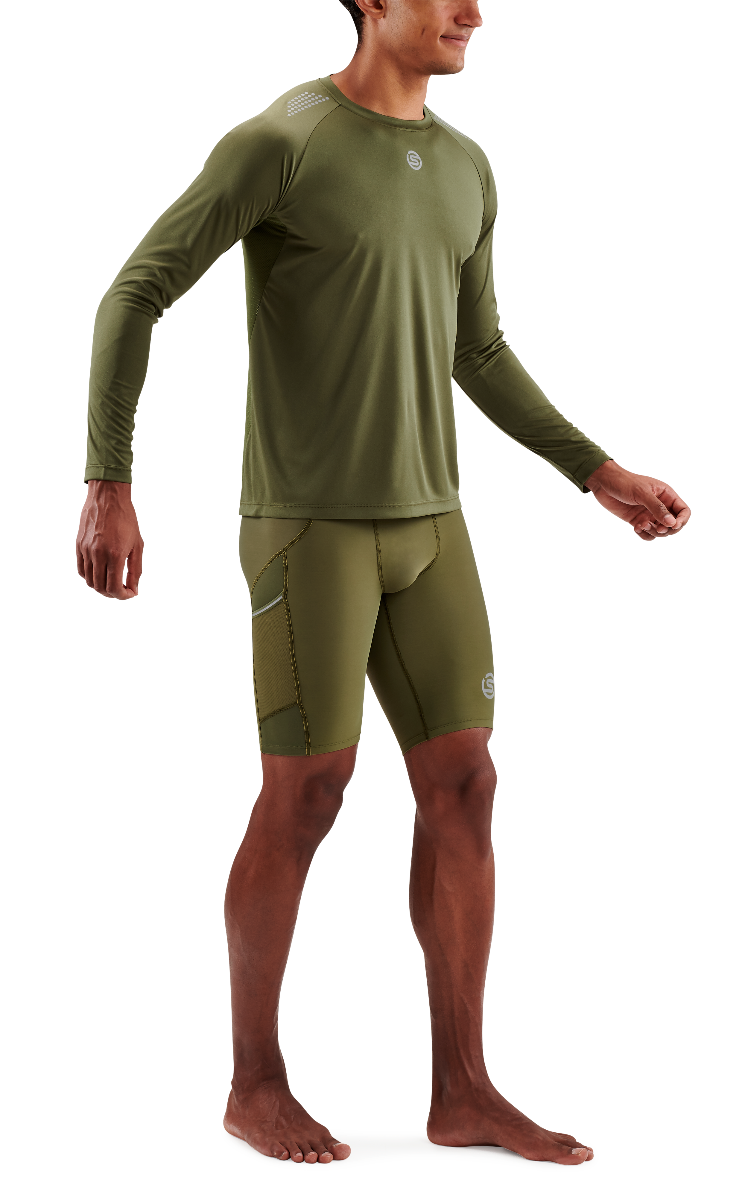 SKINS MEN'S LONG SLEEVE TOPS 3-SERIES - KHAKI