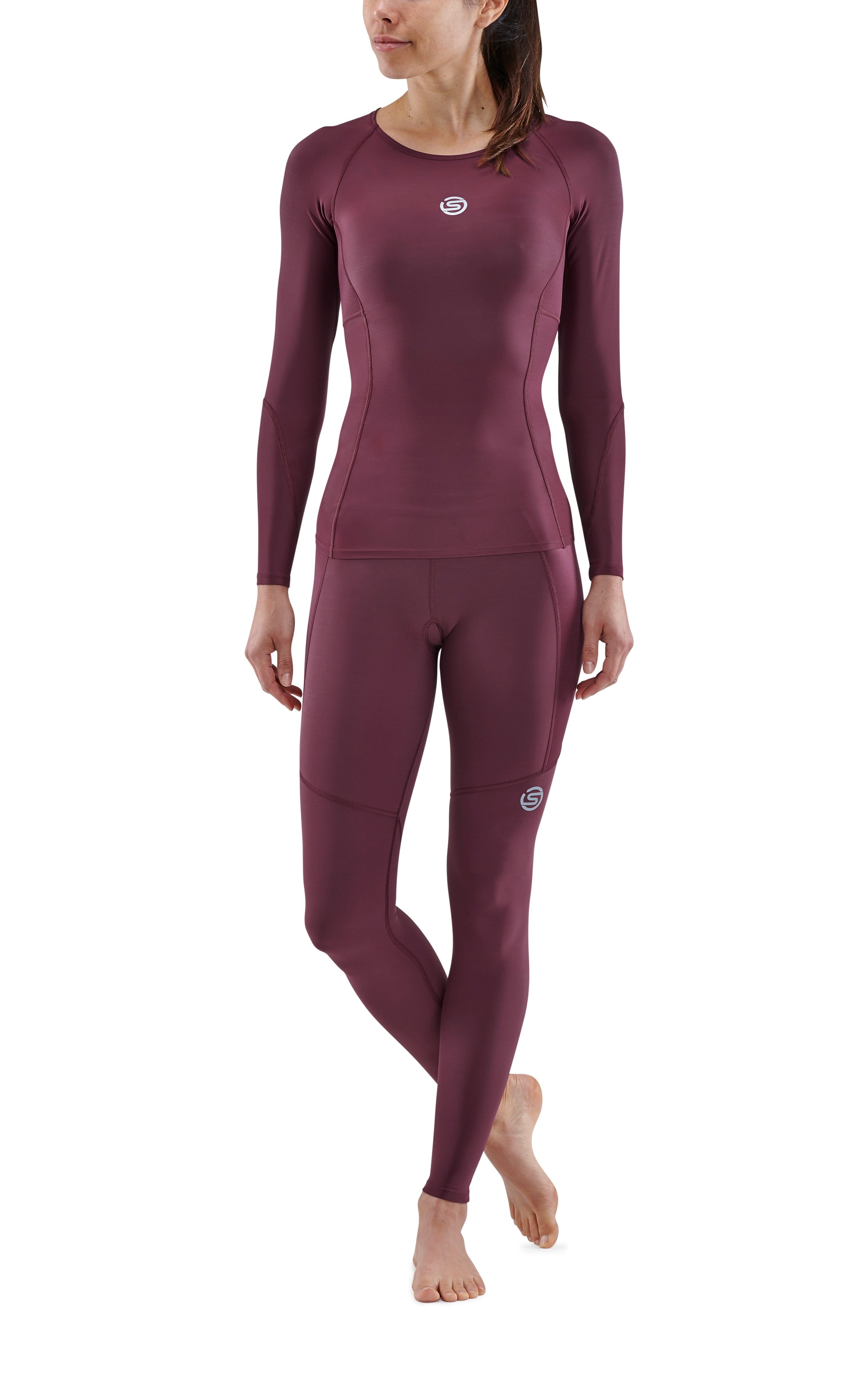 SKINS WOMEN'S COMPRESSION LONG SLEEVE TOPS 3-SERIES - BURGUNDY