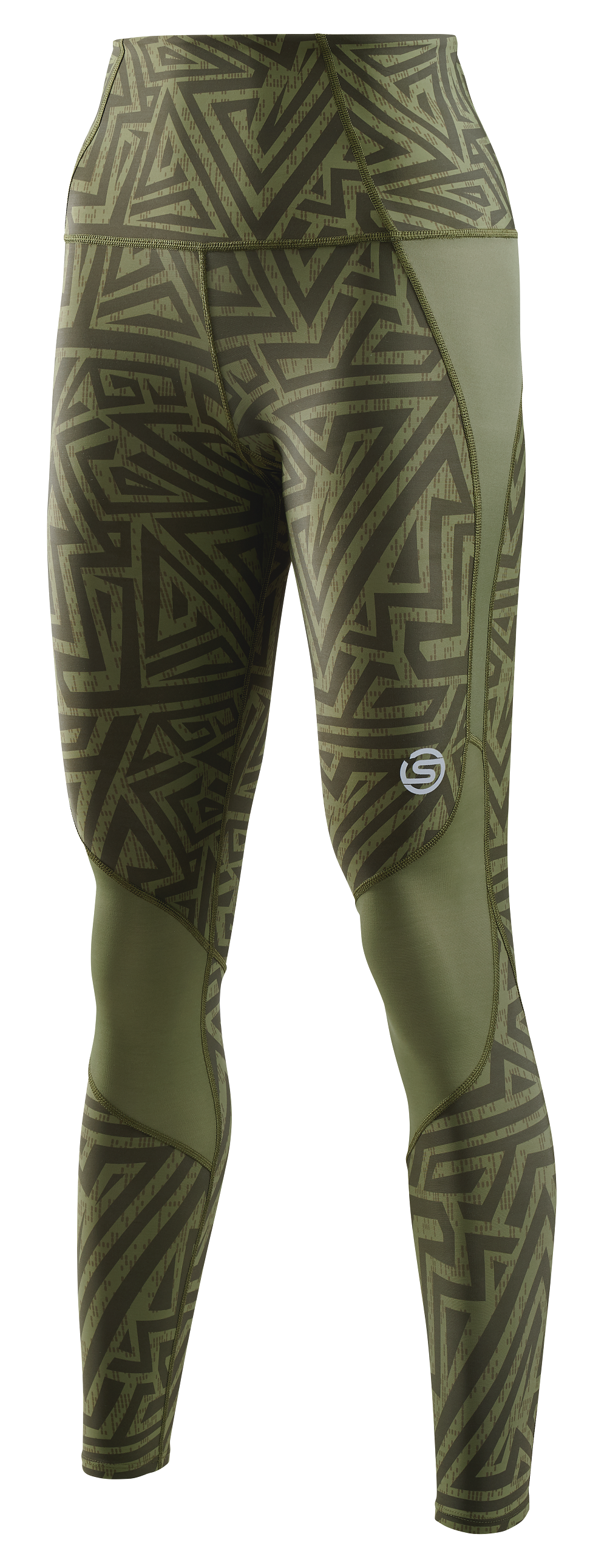 SKINS WOMEN'S COMPRESSION SKYSCRAPER TIGHTS 3-SERIES - KHAKI ANGLE