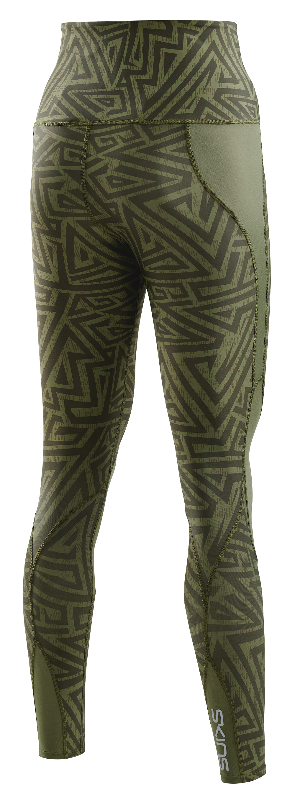SKINS WOMEN'S COMPRESSION SKYSCRAPER TIGHTS 3-SERIES - KHAKI ANGLE