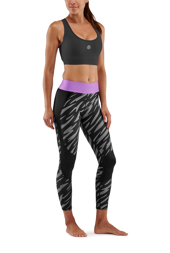 SKINS WOMEN'S COMPRESSION 7/8 TIGHTS 3-SERIES - WILD BLACK STEEL
