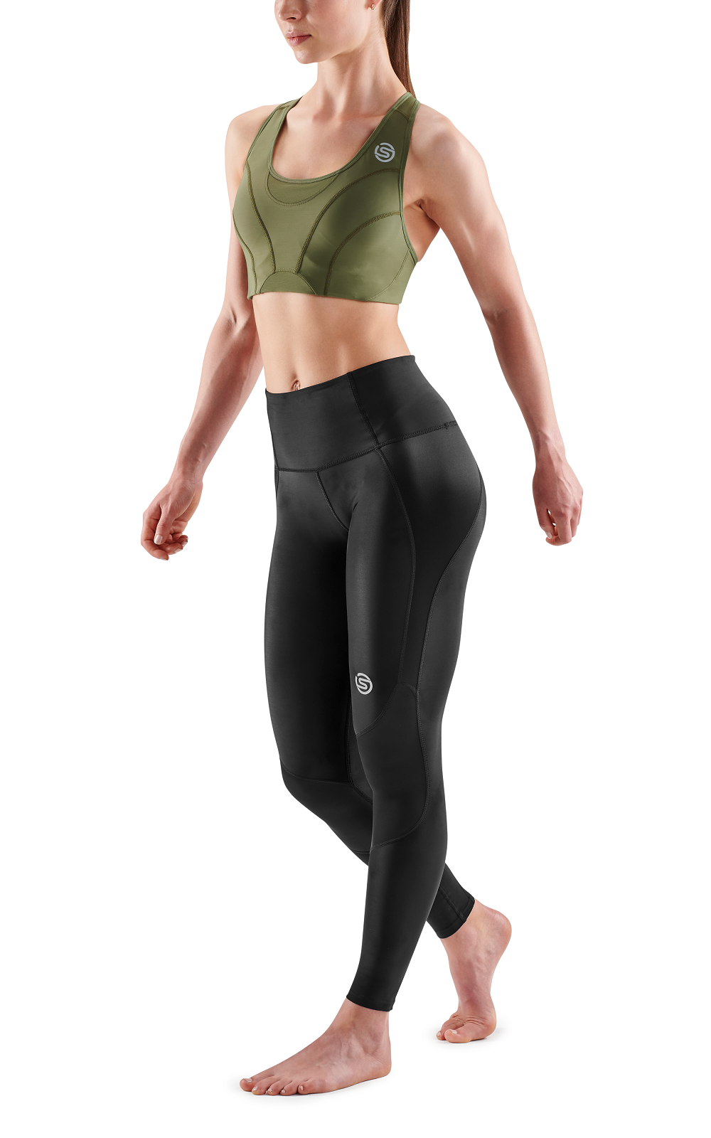 SKINS WOMEN'S ACTIVEWEAR HI-IMPACT BRA 3-SERIES - KHAKI